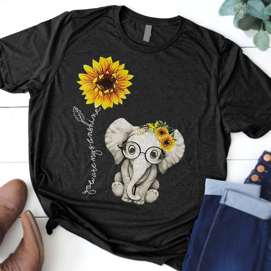 You Are My Sunshine Hippie Sunflower Elephant Gift Friend Premium T-Shirt