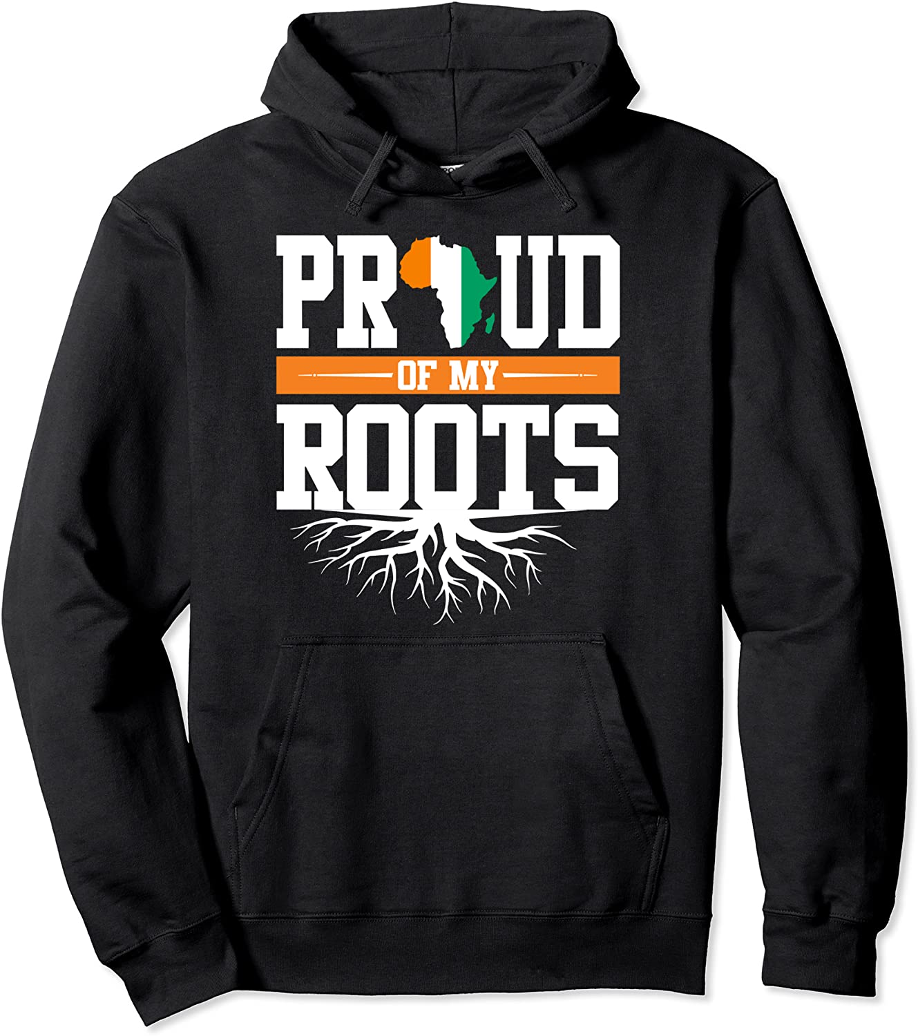 Proud of my roots with Ivory Coast flag in Africa map Pullover Hoodie
