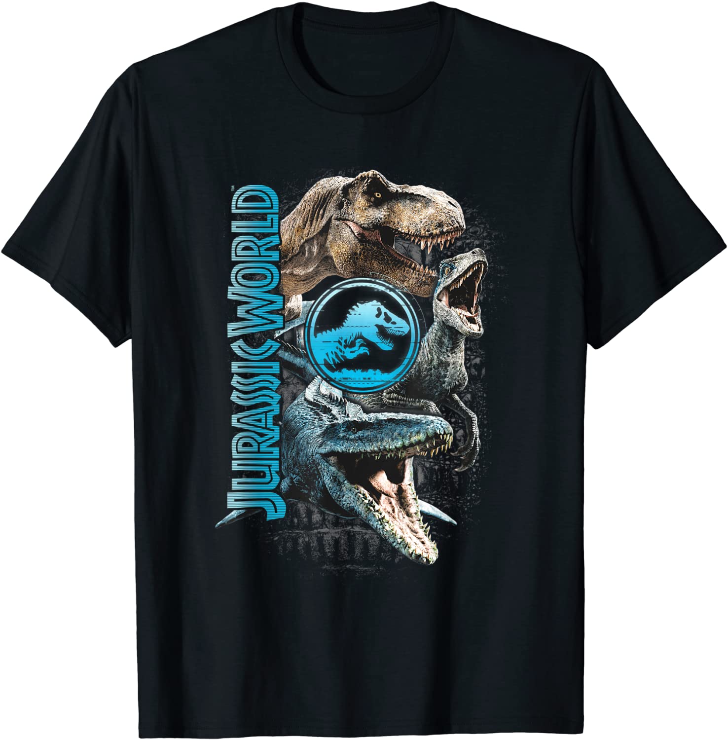 Jurassic World Two Dinosaur Logo Stack Graphic T-Shirt