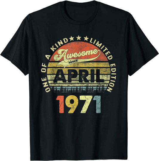 50 Year Old Birthday Gifts Awesome Since April 1971 T-Shirt