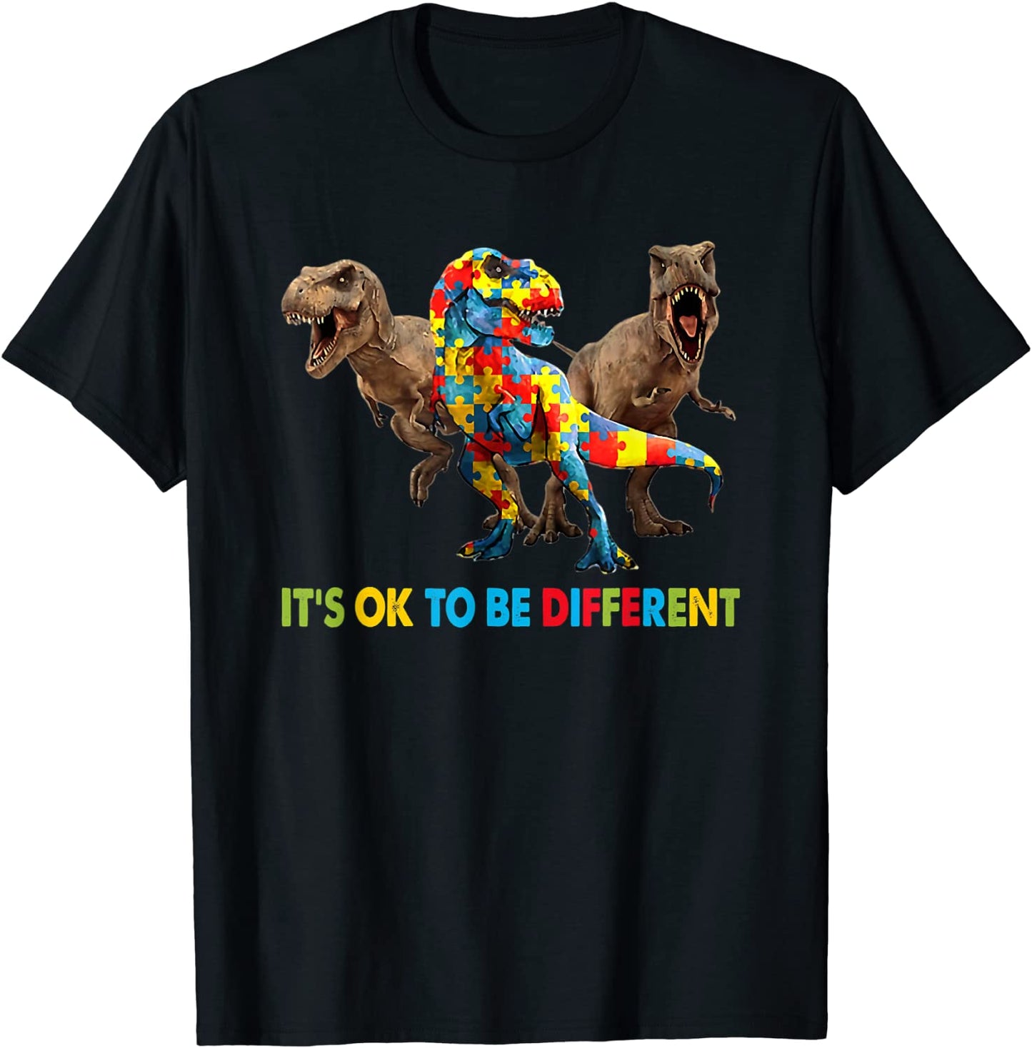 Its Ok To Be Different Dinosaur Autism Awareness T-Shirt