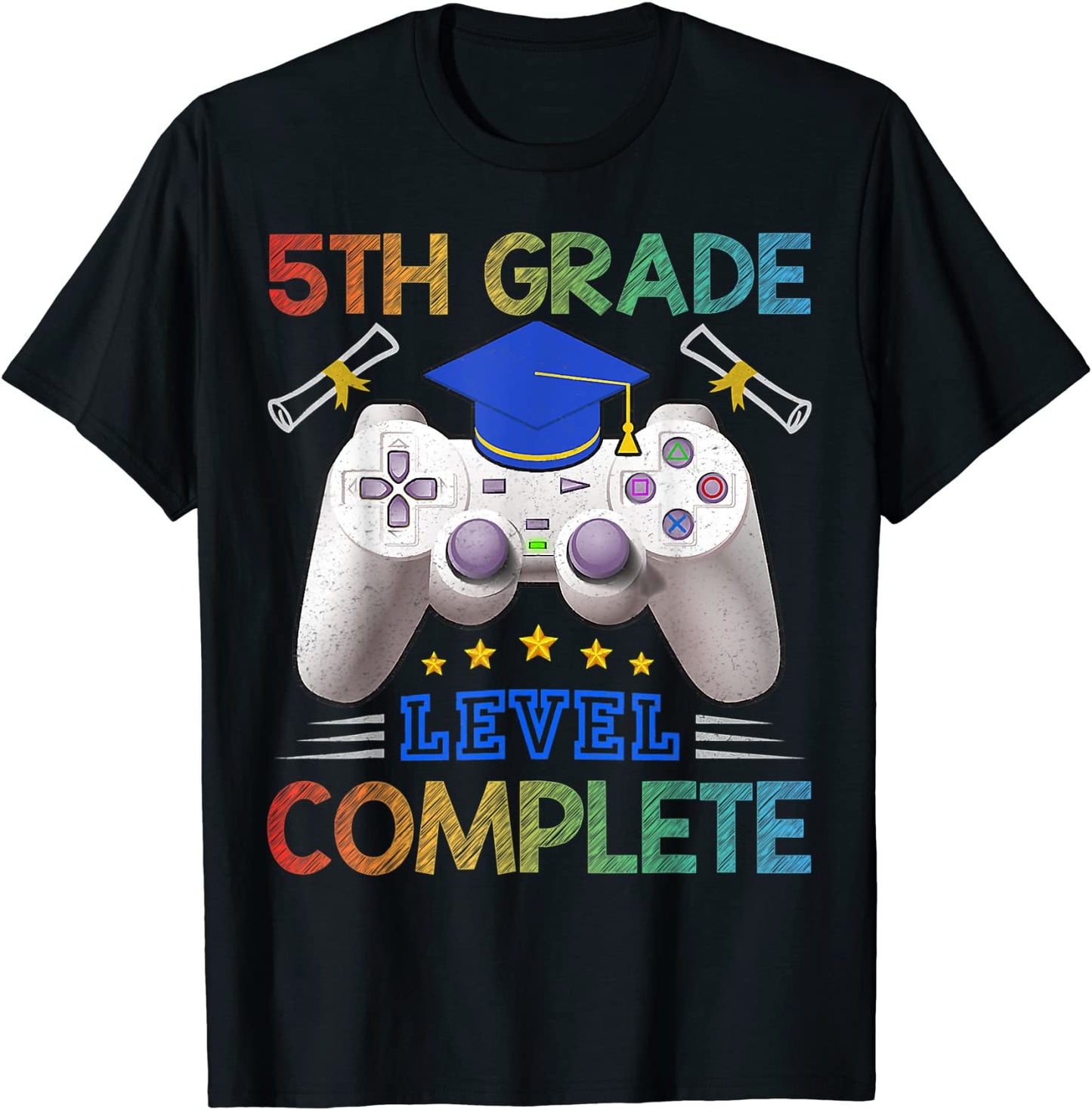 5th Grade Level Complete Gamer Class Of 2021 Graduation T-Shirt