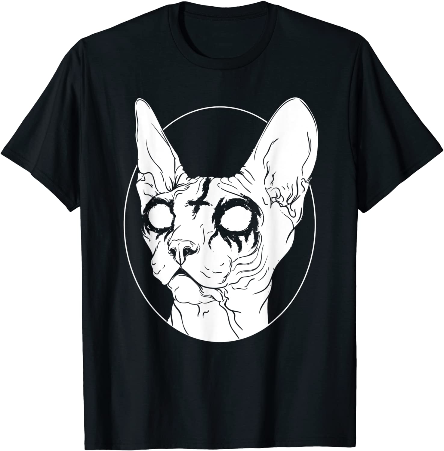 Black Metal Sphynx Cat I Goth and Death Metal T-Shirt