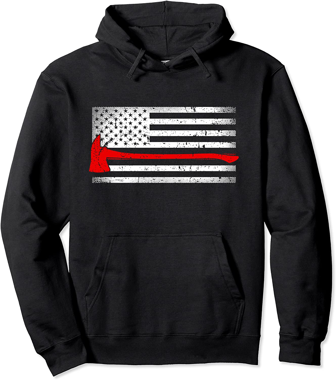 American Flag Fire Fight Red Axe Patriotic Gifts for Fireman Pullover Hoodie
