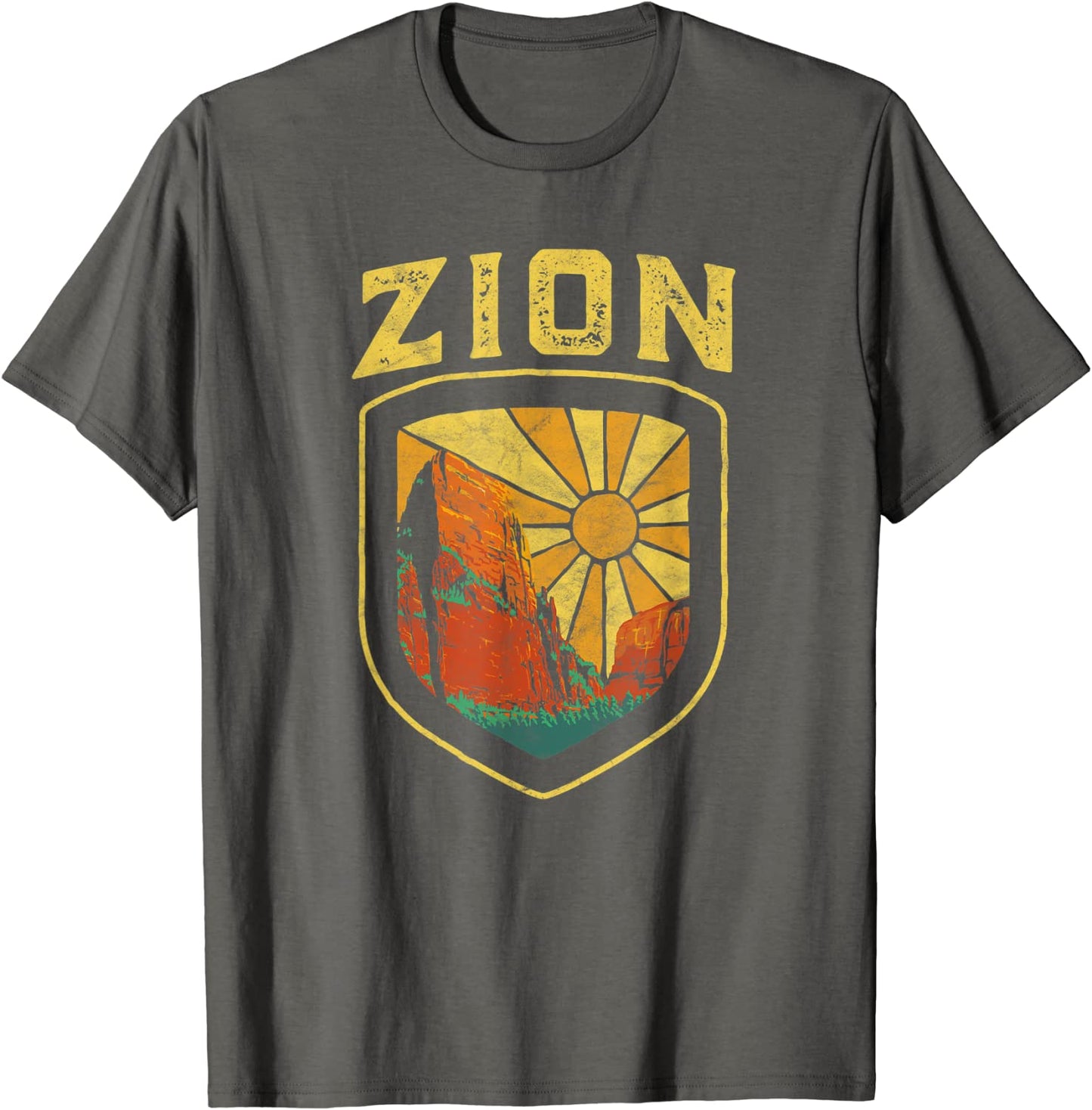 Zion National Park Vintage Badge Retro Distressed 80s T-Shirt