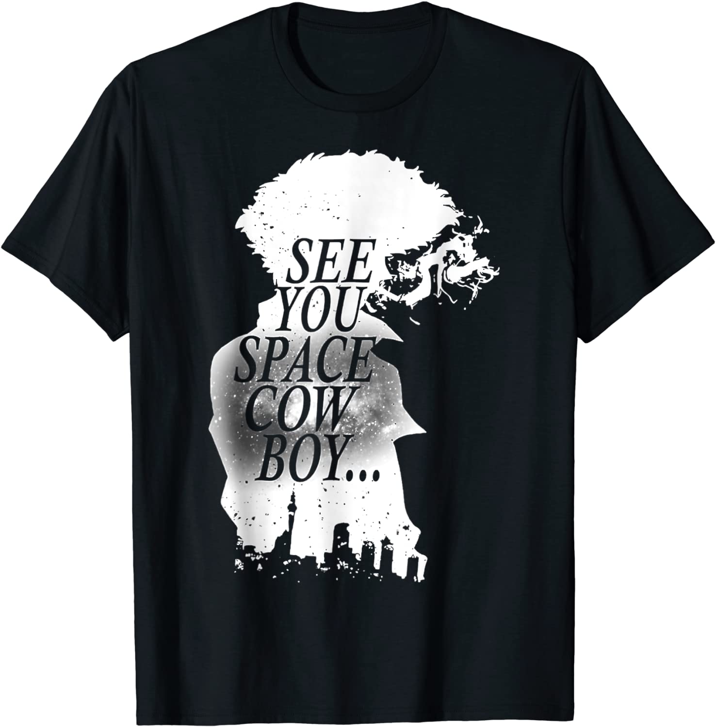 Black and White Cowboy Anime Characters Design Arts T-Shirt