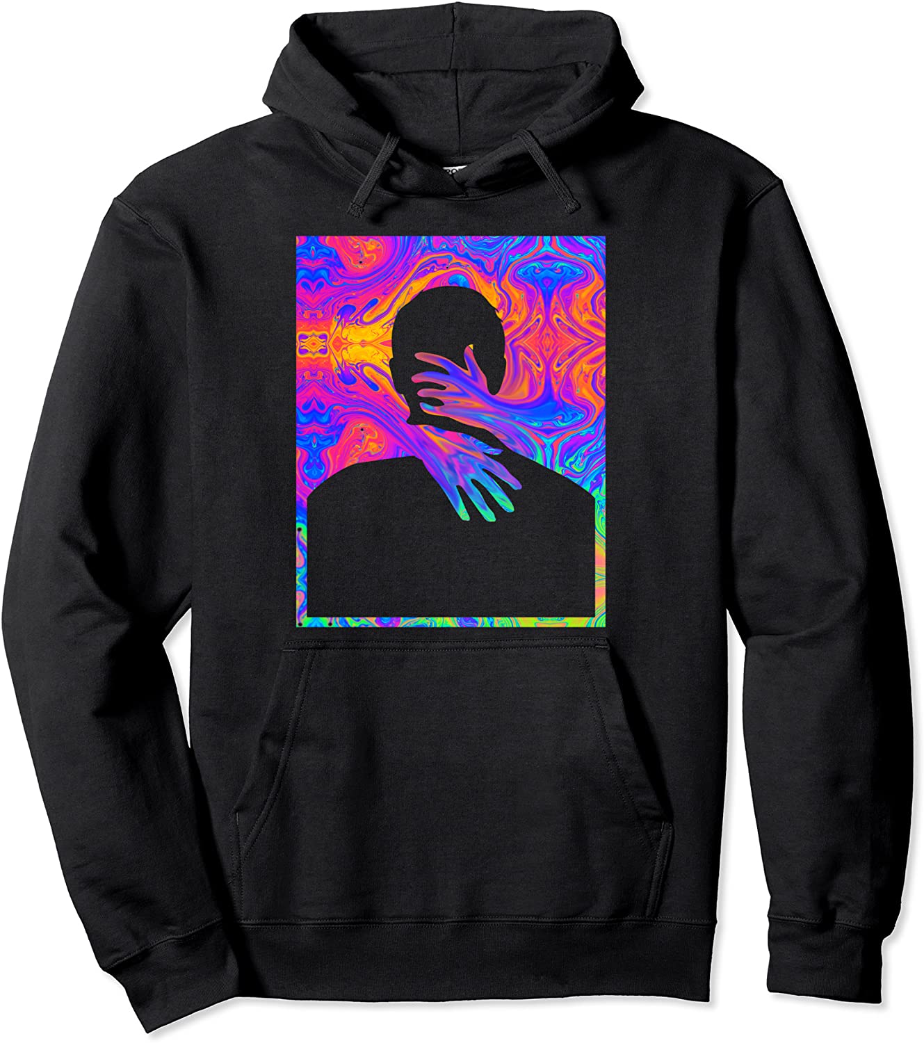 Embracing a Painting of a Colorful Fluid Man Trippy Trippy Pullover Hoodie