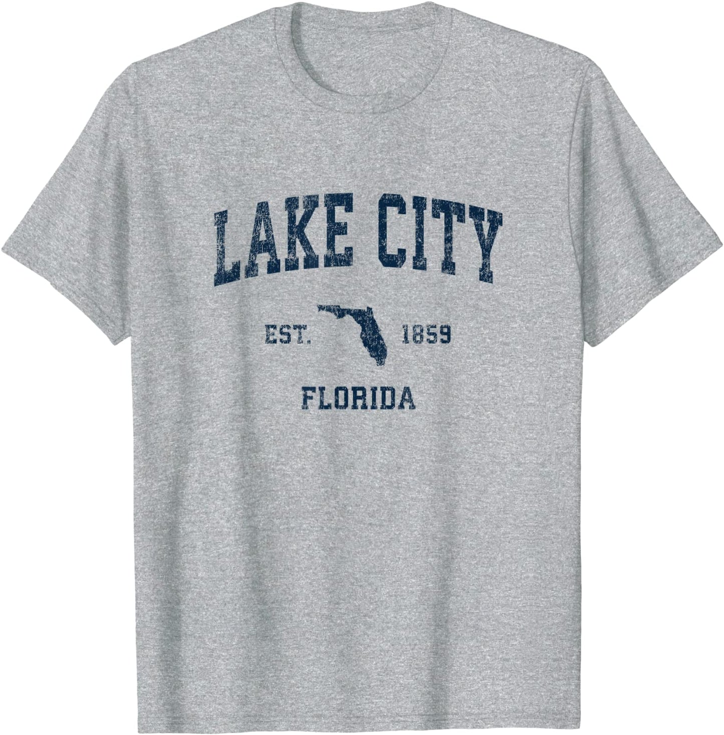 Lake City Florida FL Vintage Sports Design Navy Print T-Shirt