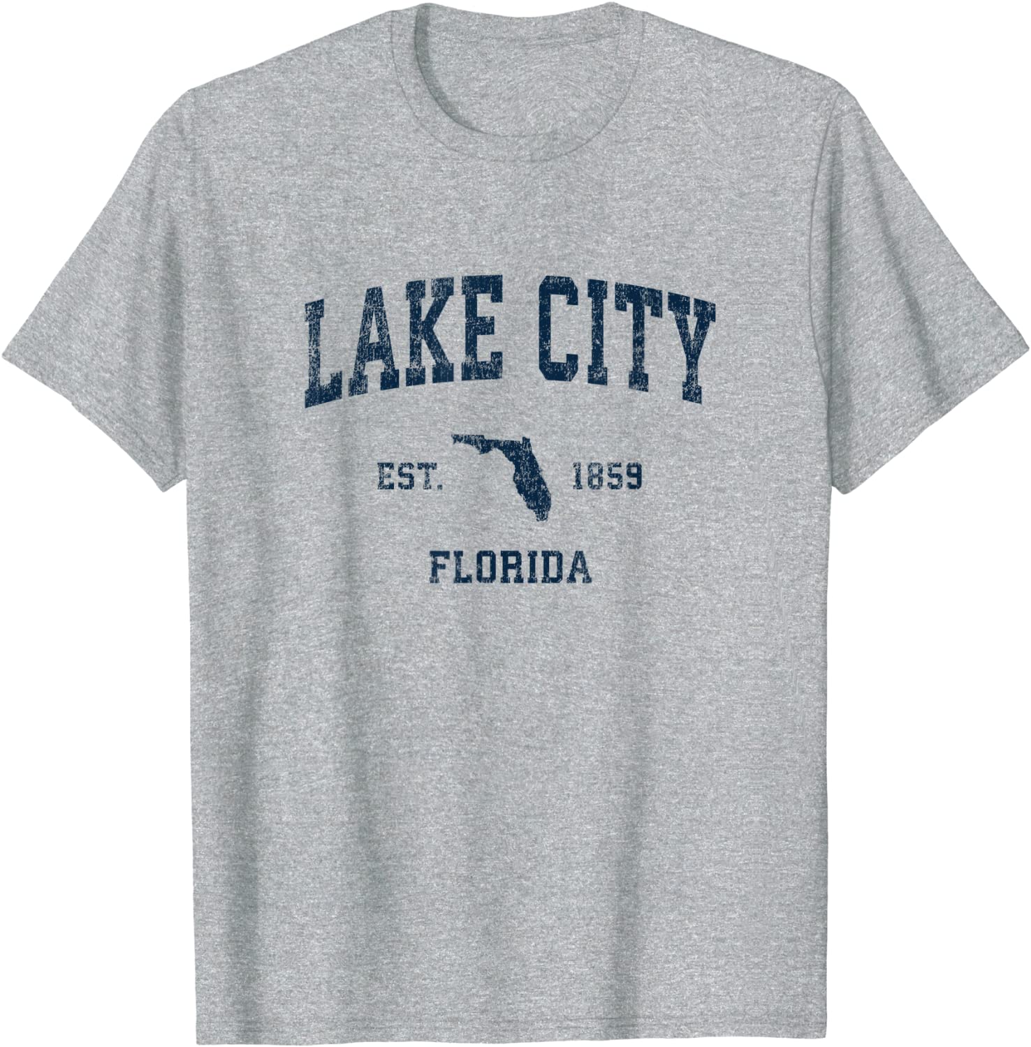 Lake City Florida FL Vintage Sports Design Navy Print T-Shirt