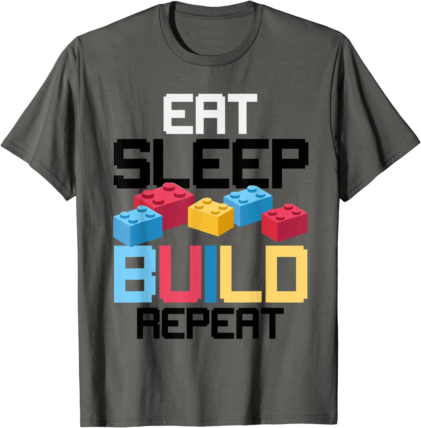 Funny Eat Sleep Build Gift Men Women Cool Blocks Building T-Shirt