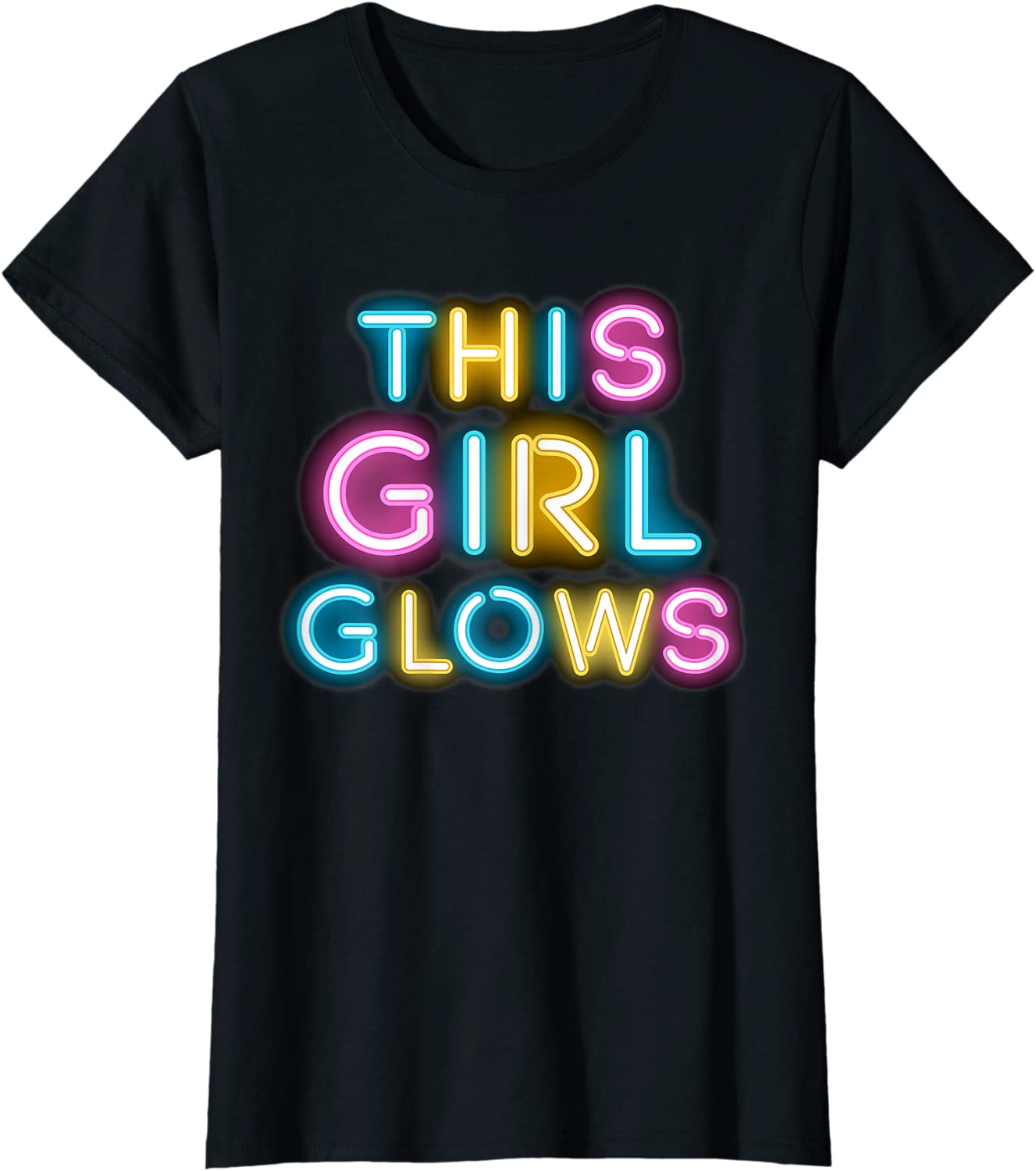 Glow Shirt This Girl Glows Retro 80s Party Girl 80s Party T-Shirt