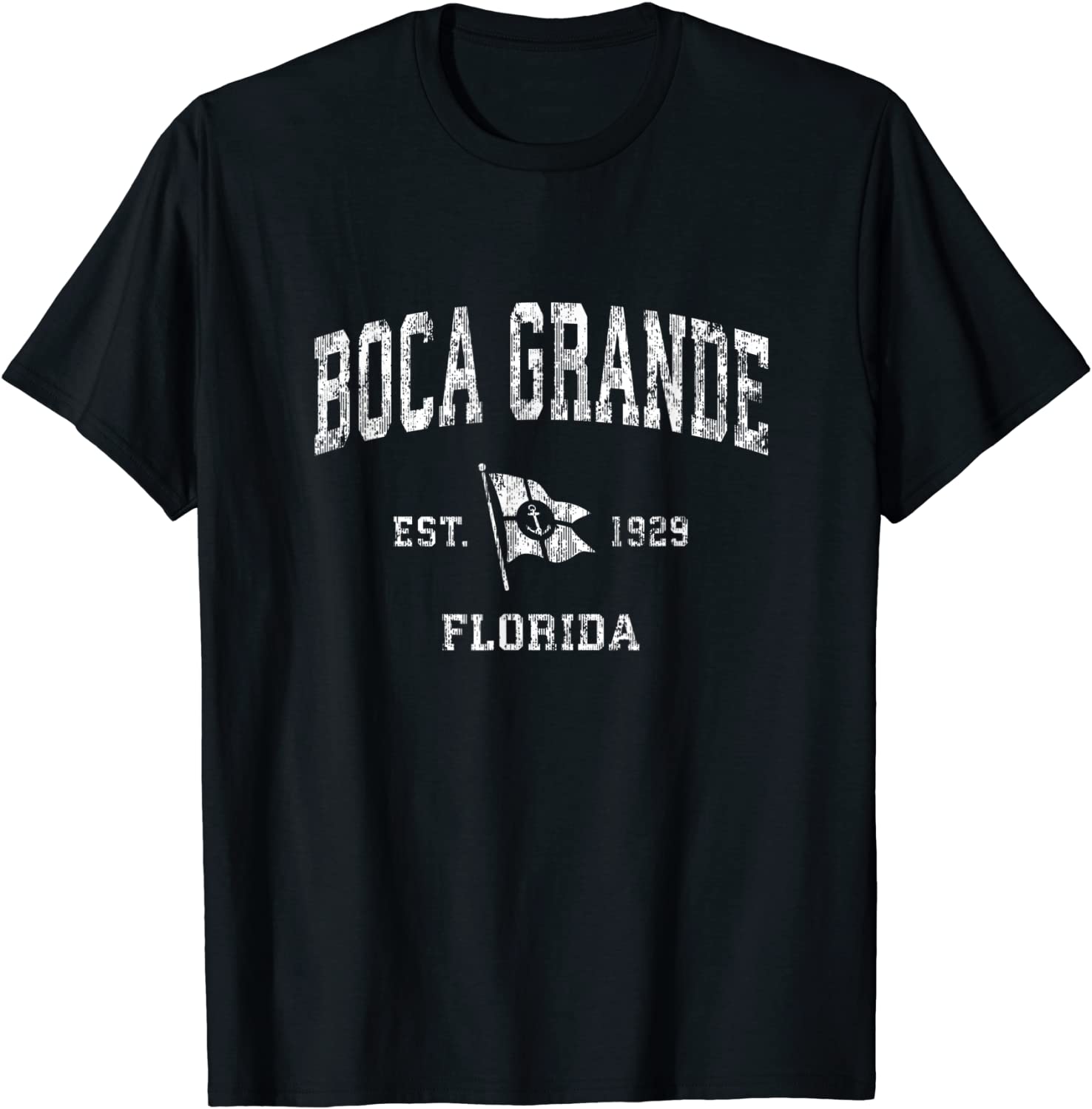 Boca Grande FL Vintage Nautical Boat Anchor Flag Sports T-Shirt