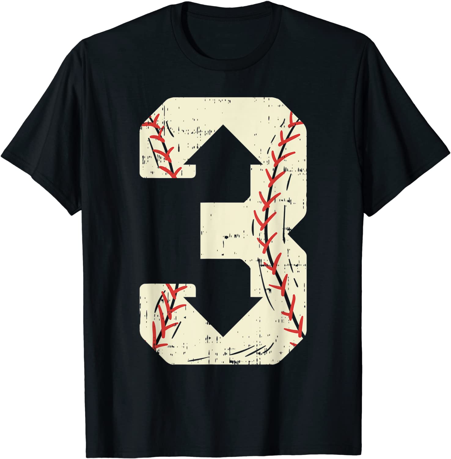 3 Three Player Number Baseball Sports Boy 3rd Birthday Gift T-Shirt
