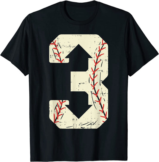 3 Three Player Number Baseball Sports Boy 3rd Birthday Gift T-Shirt