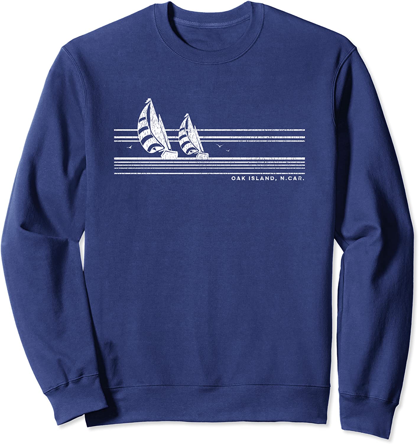Oak Island NC Vintage Sailing 70s Nautical Sailboat Sweatshirt
