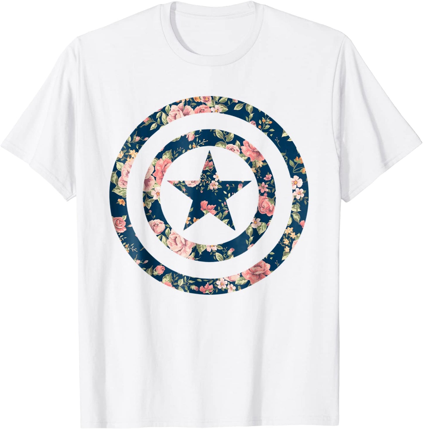 Marvel Avengers Captain America Floral Icon Graphic T-Shirt