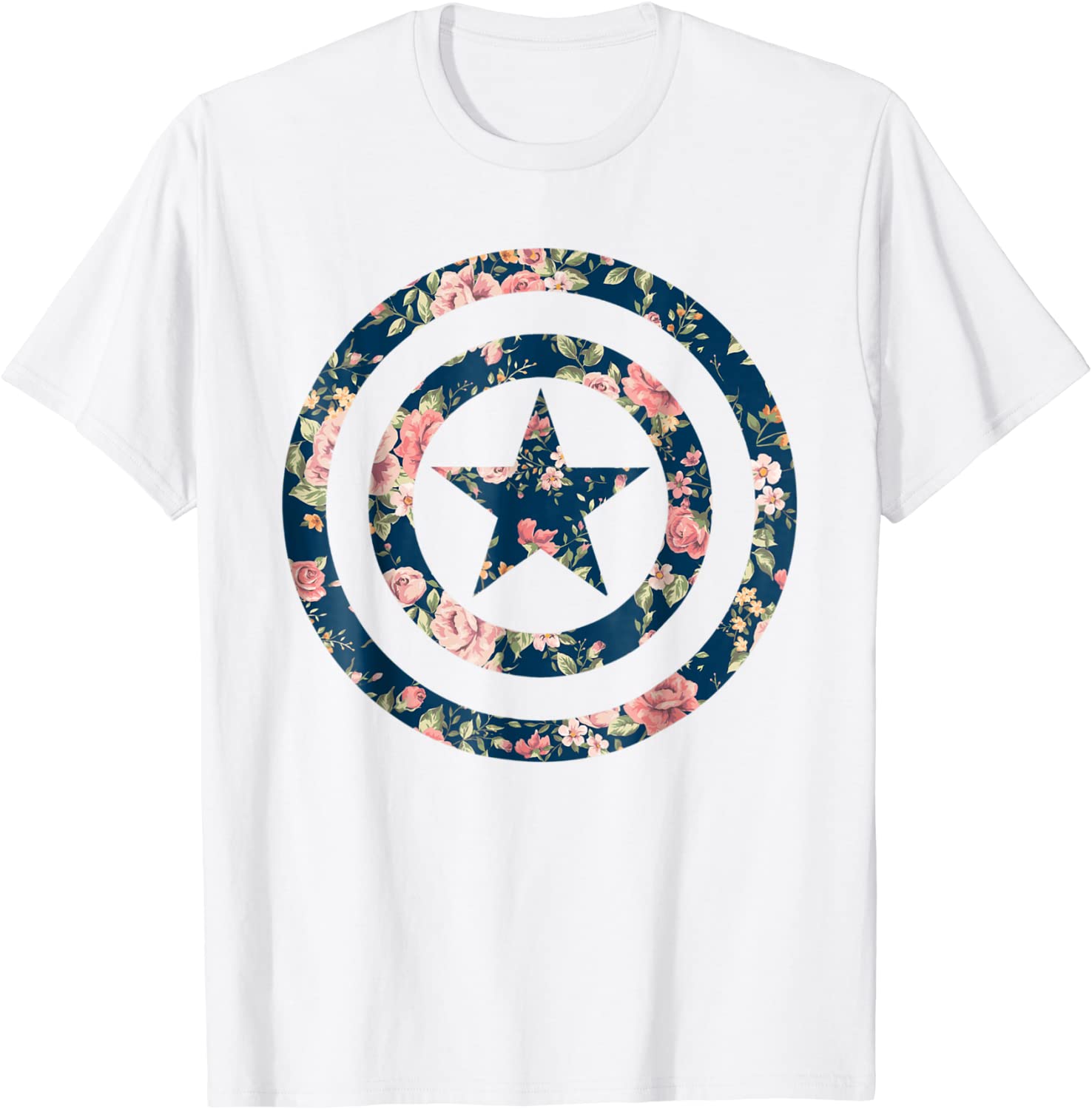 Marvel Avengers Captain America Floral Icon Graphic T-Shirt