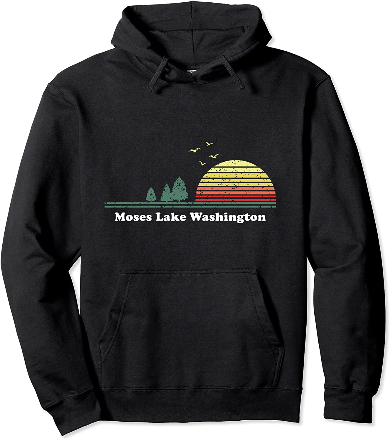 Vintage Moses Lake Washington Sunset Souvenir Print Pullover Hoodie