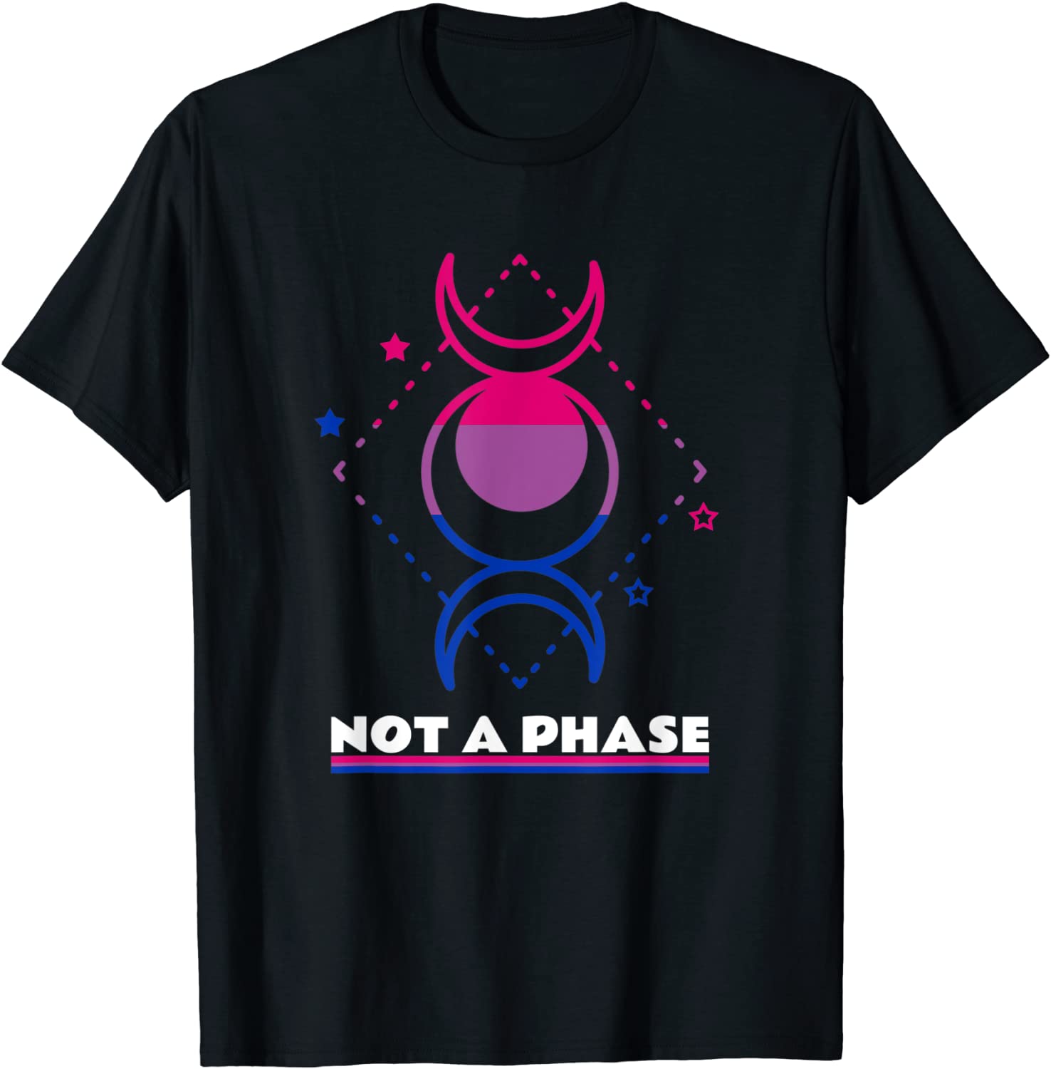 Not a Phase Moon Bisexual Flag Clothes Funny Proud Bi Pride T-Shirt