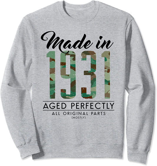 90th Birthday gift Camou Made in 1931 90 years old Soldier Sweatshirt