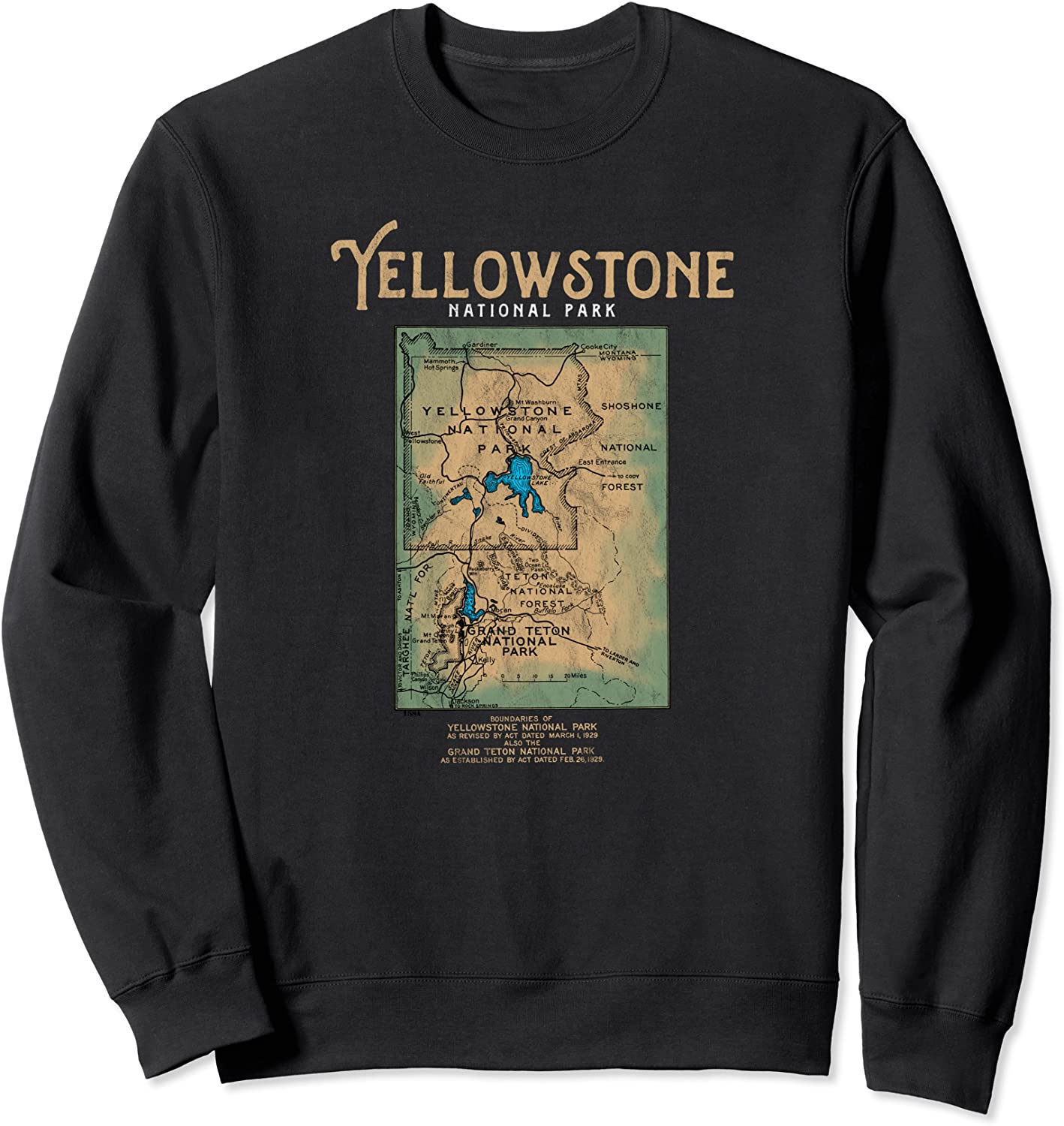 Retro Yellowstone and Grand Teton National Park Map Sweatshirt
