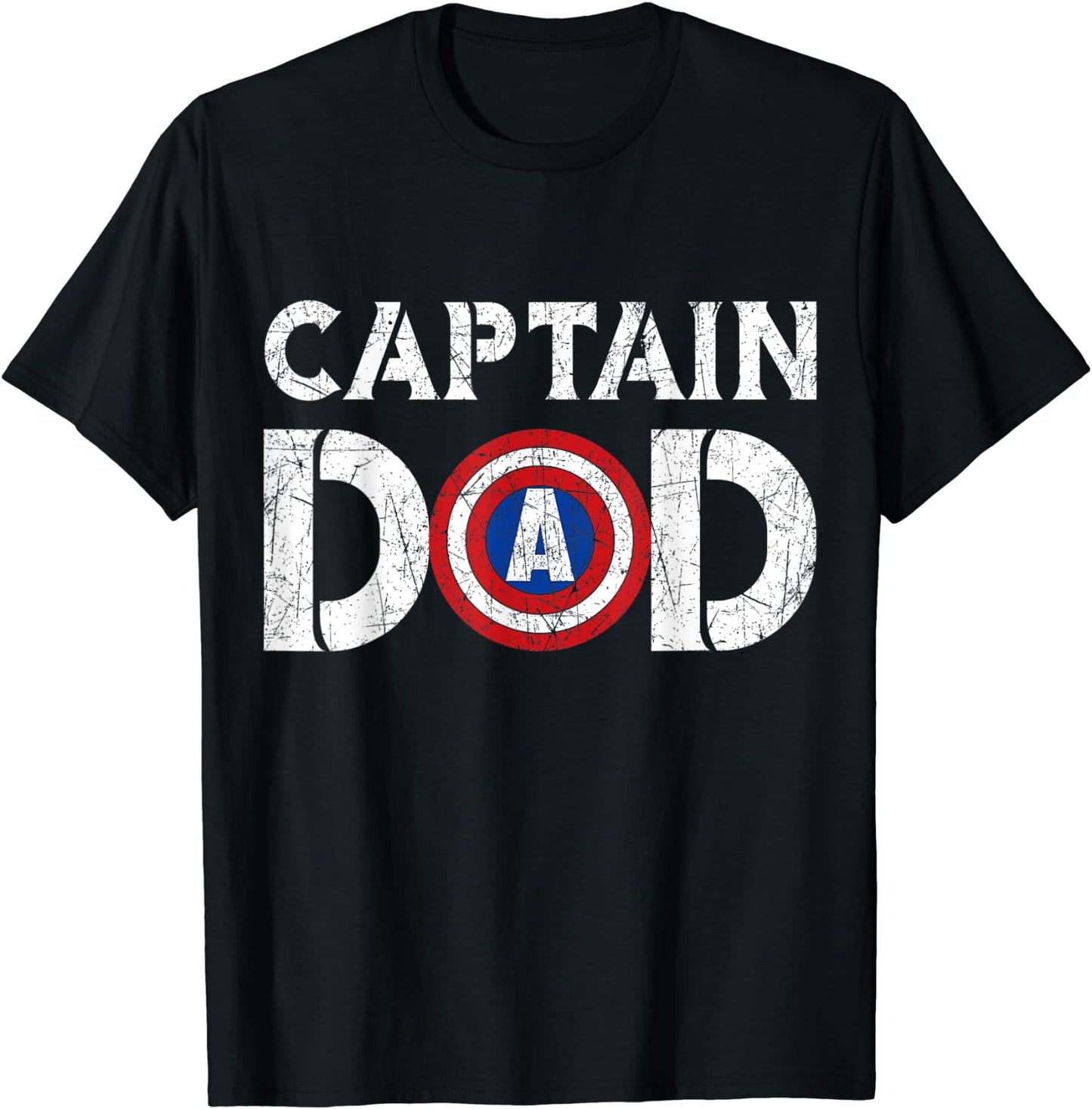 Captain Dad Superhero Men Fathers Day Shirt Vintage Dad Gift T-Shirt