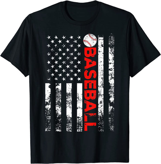 American Flag Baseball Team Gift T-Shirt