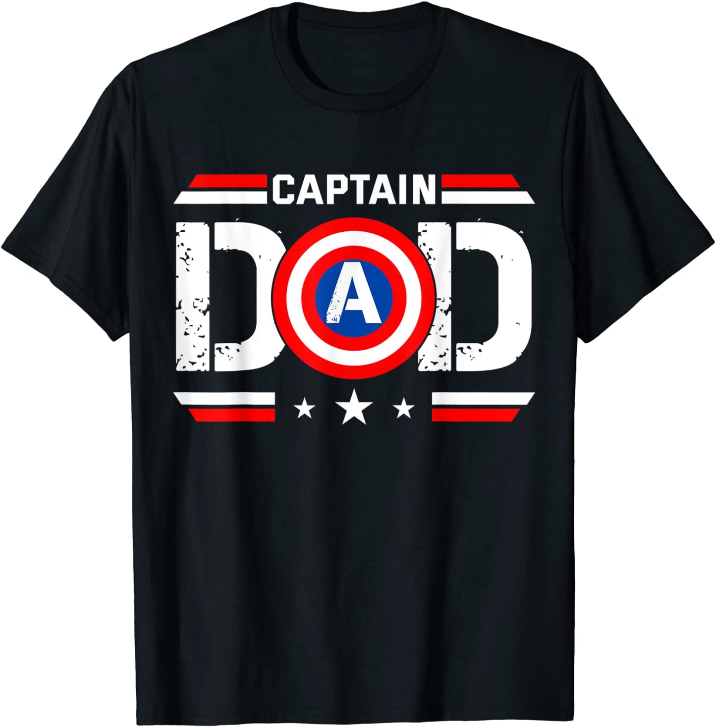 Captain Dad Superhero Funny Men Fathers Day Vintage Dad T-Shirt