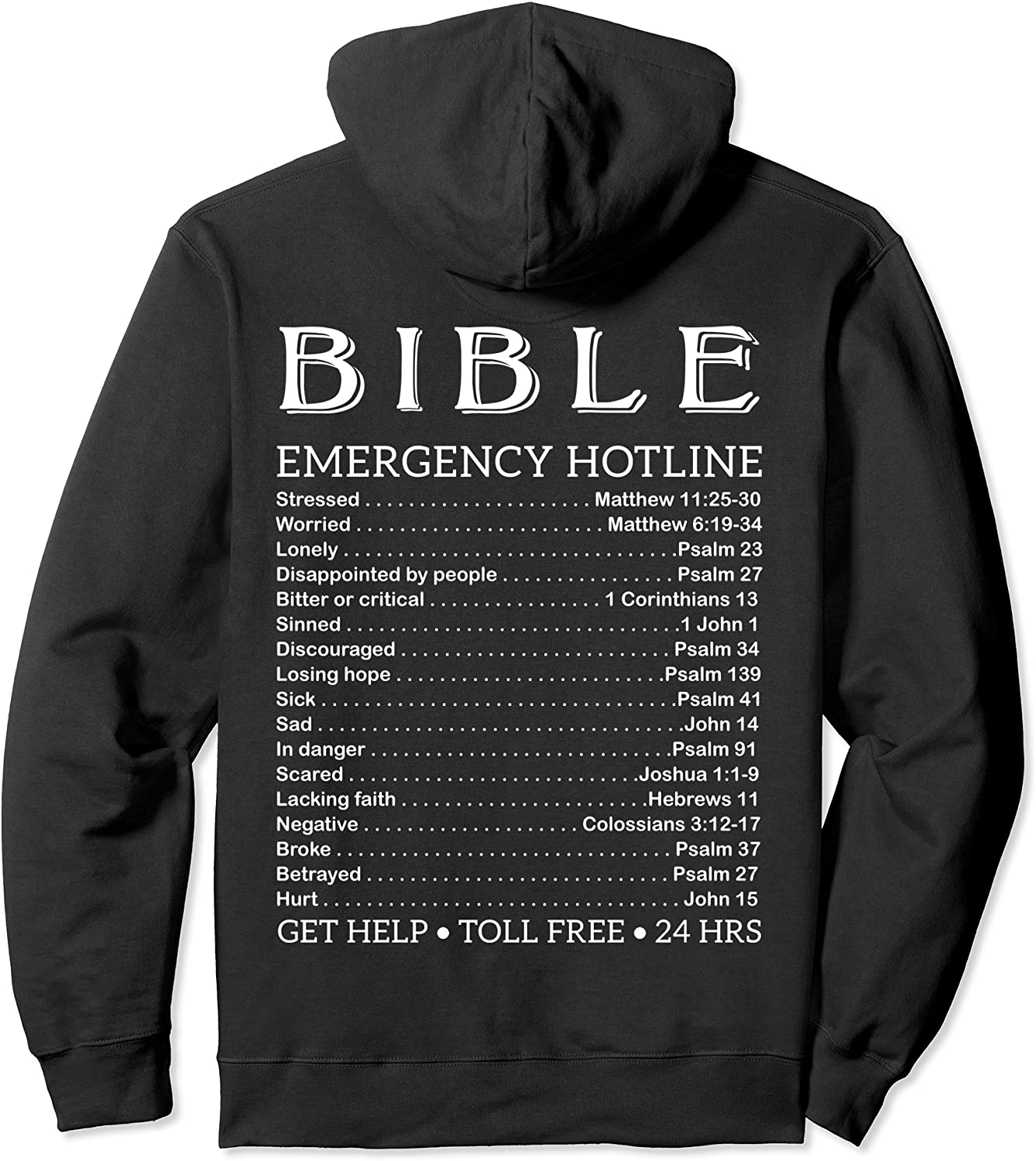Bible Hotline Numbers Emergency Scripture Pullover Hoodie