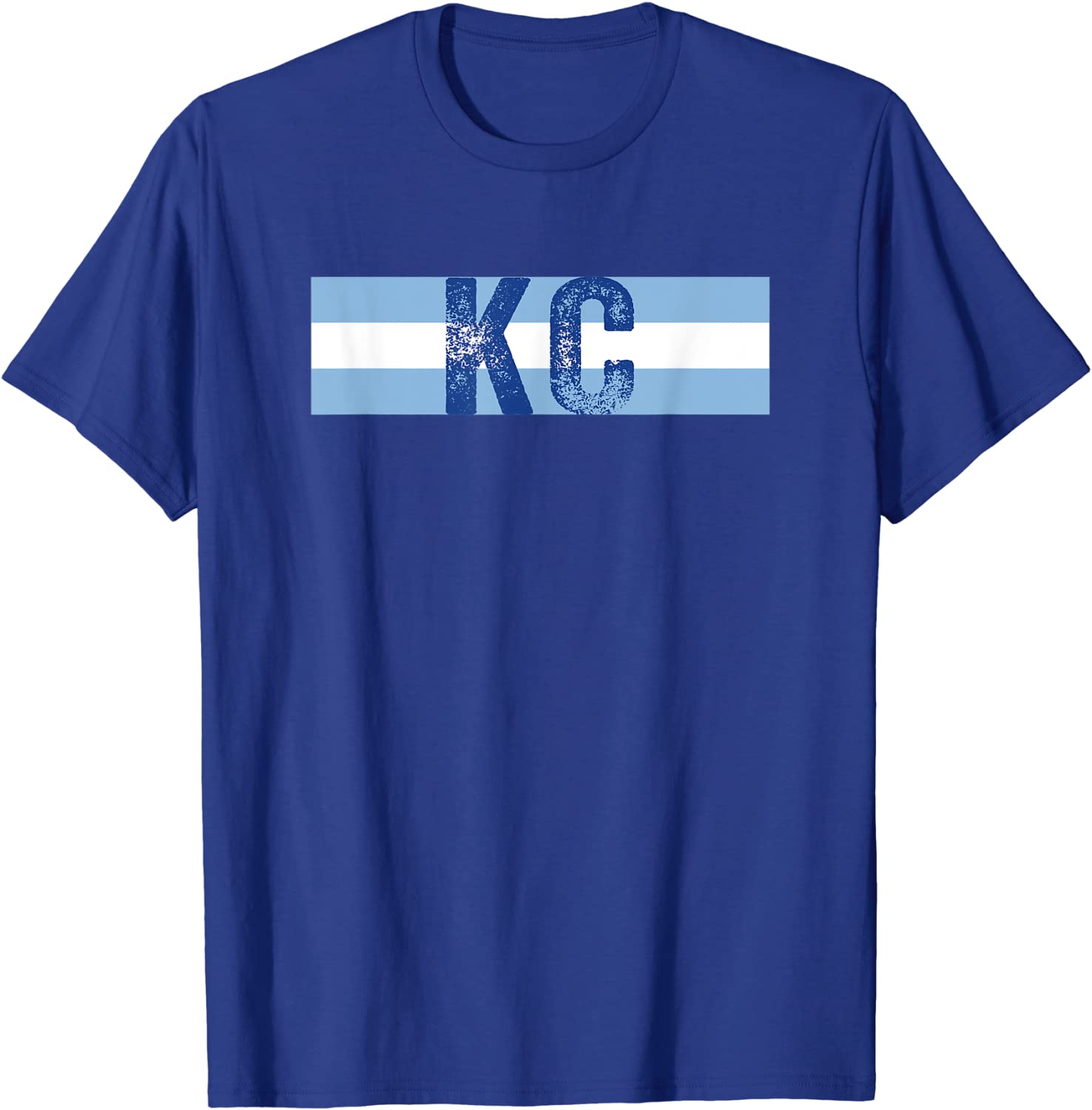 KC Kansas City Baby Blue Royal Blue Retro Stripes Vintage T-Shirt