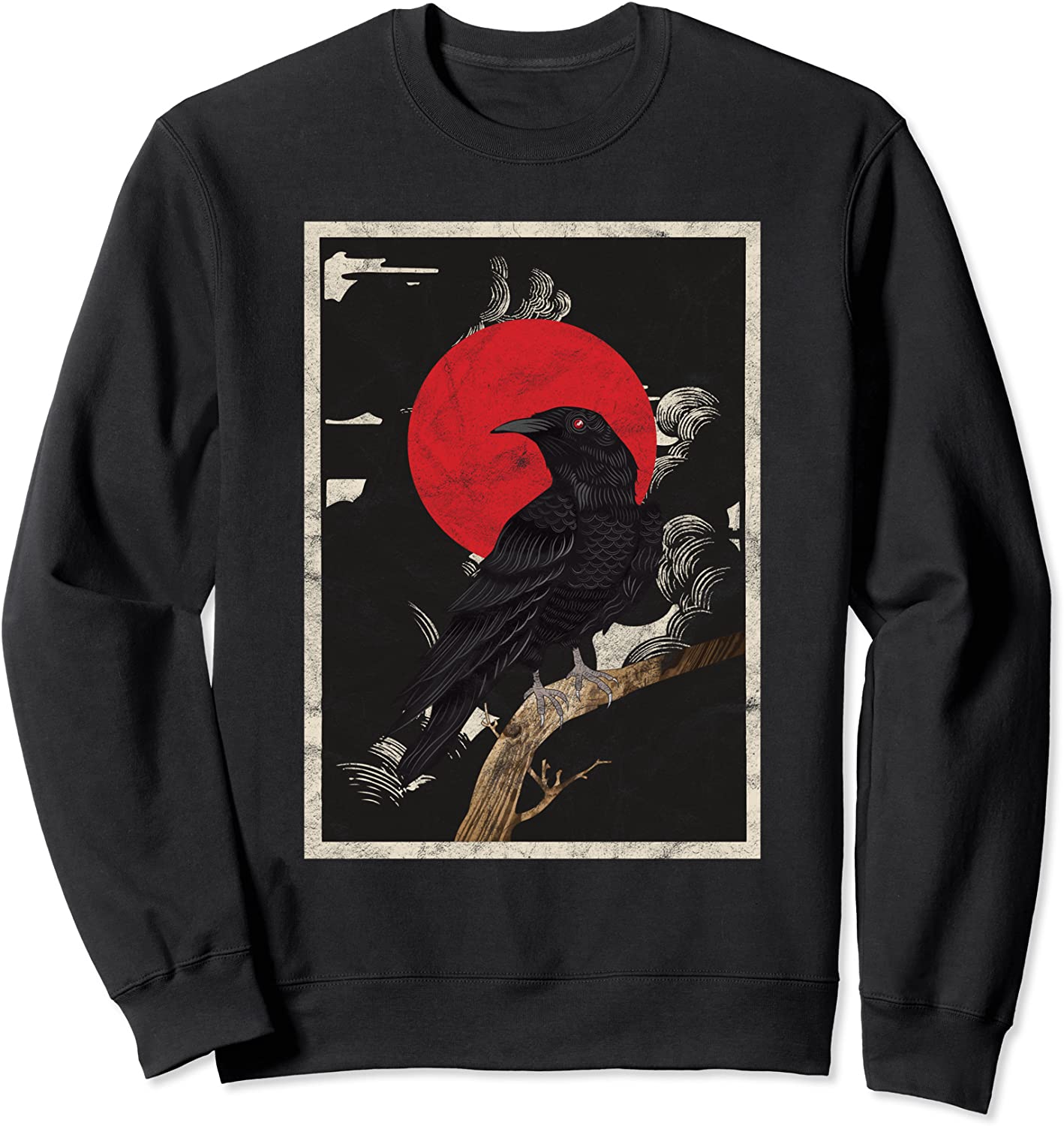 Red Moon Norse Viking Raven Gothic Black Crow Dark Art Sweatshirt