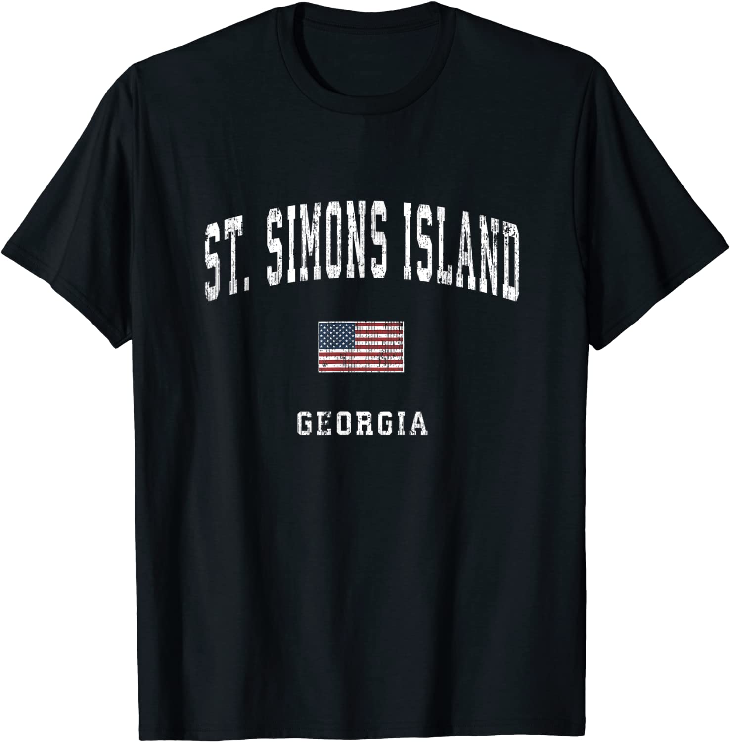 St Simons Island Georgia GA Vintage American Flag Sports T-Shirt