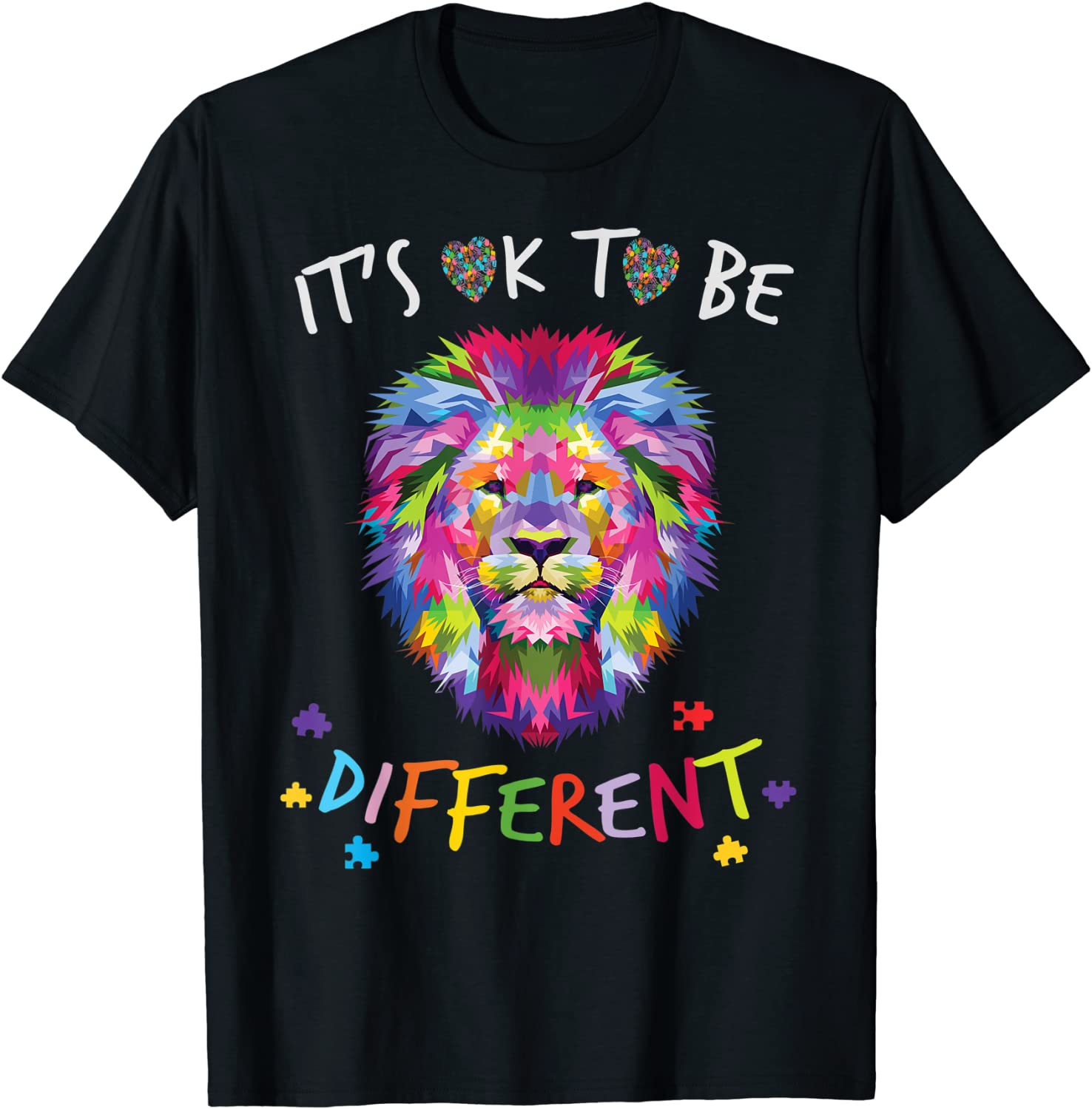 Autism Awareness Shirt Its OK to be different Colorful Lion T-Shirt