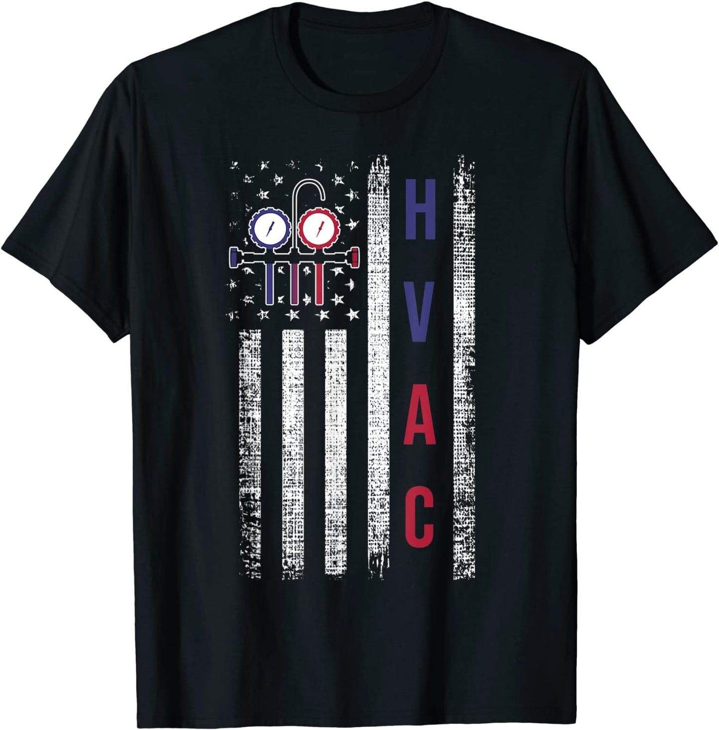 HVAC Technician Men American Flag USA Vintage Gift T-Shirt