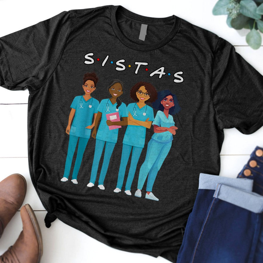 African American Nurse Black Sistas Queen Melanin Women T-Shirt
