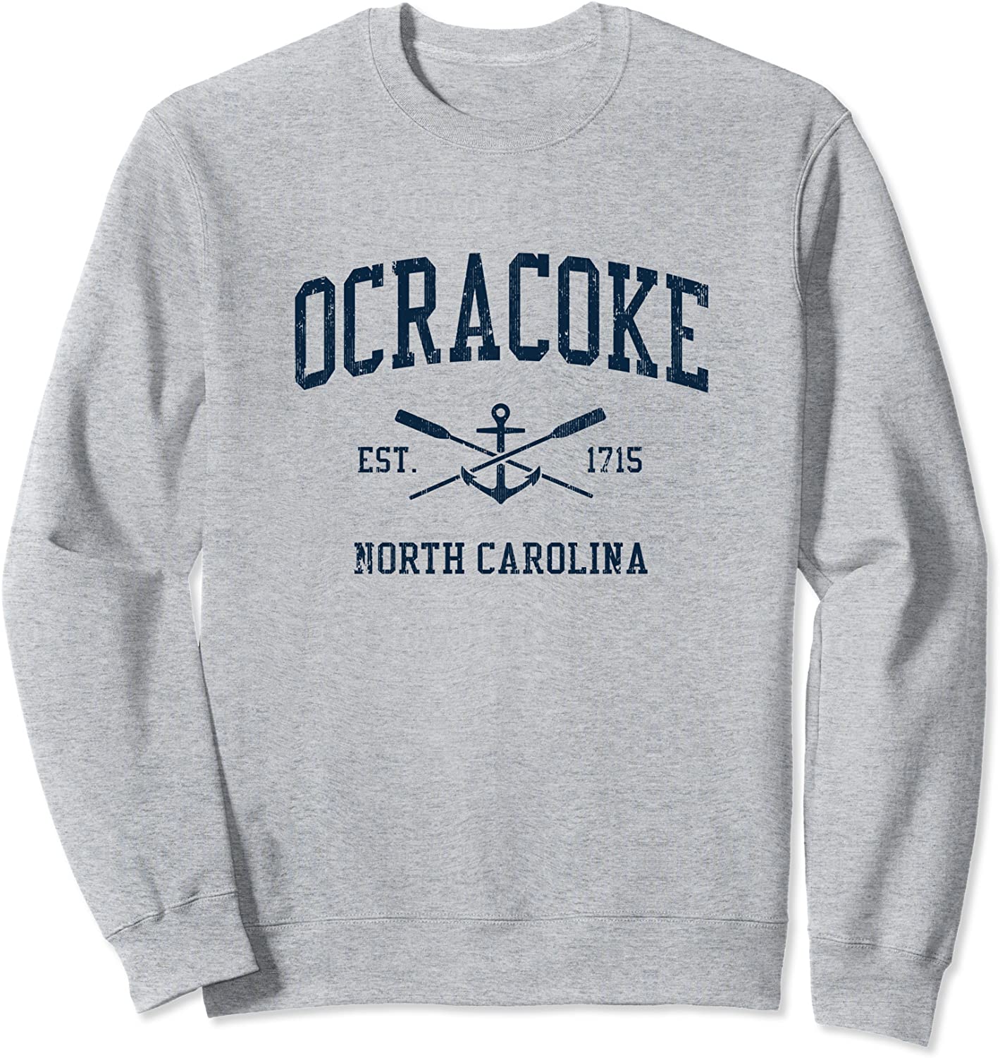 Ocracoke NC Vintage Navy Crossed Oars Boat Anchor Sweatshirt