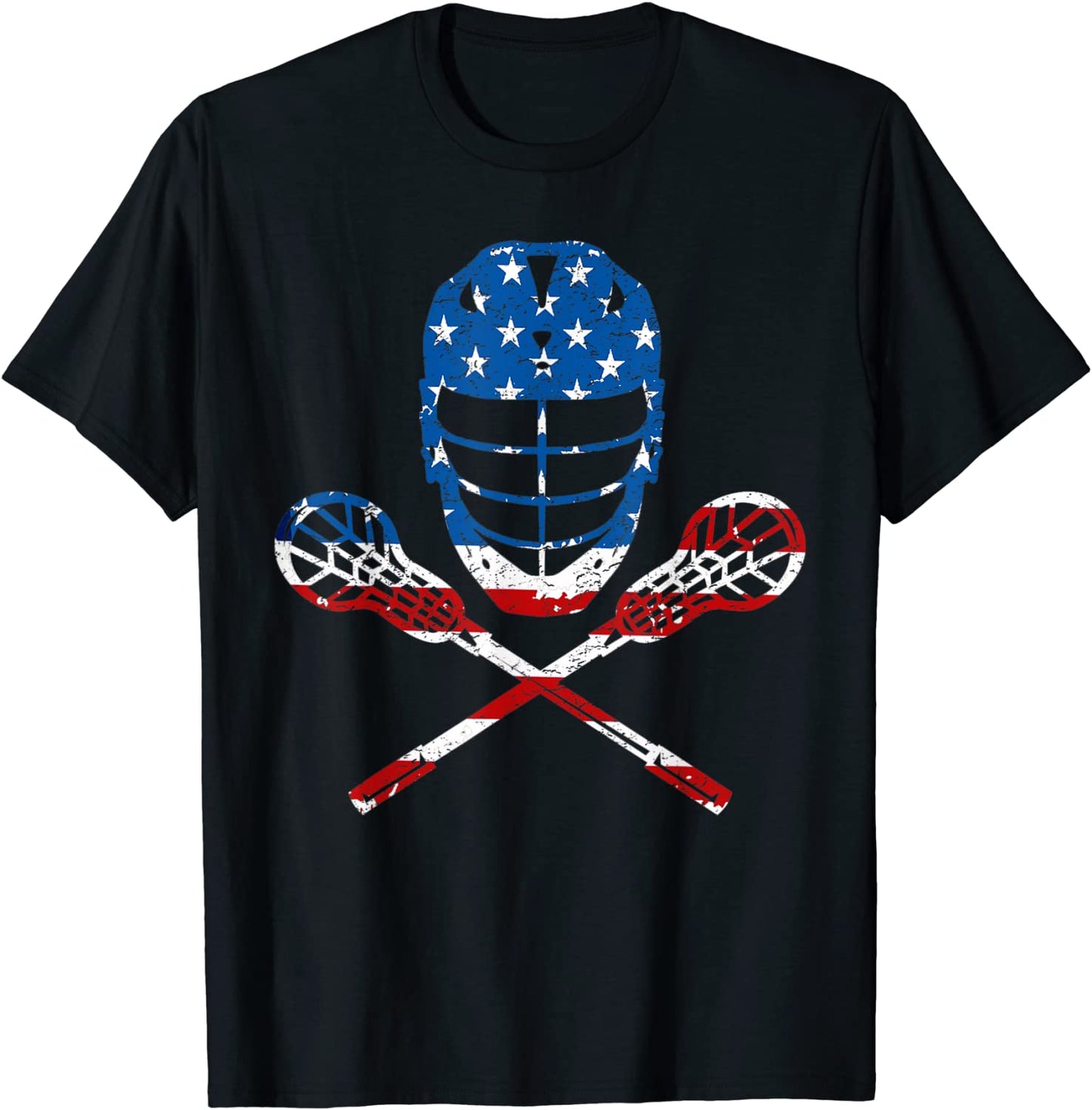 Lacrosse American Flag Lax Helmet Sticks 4th Of July Gifts T-Shirt