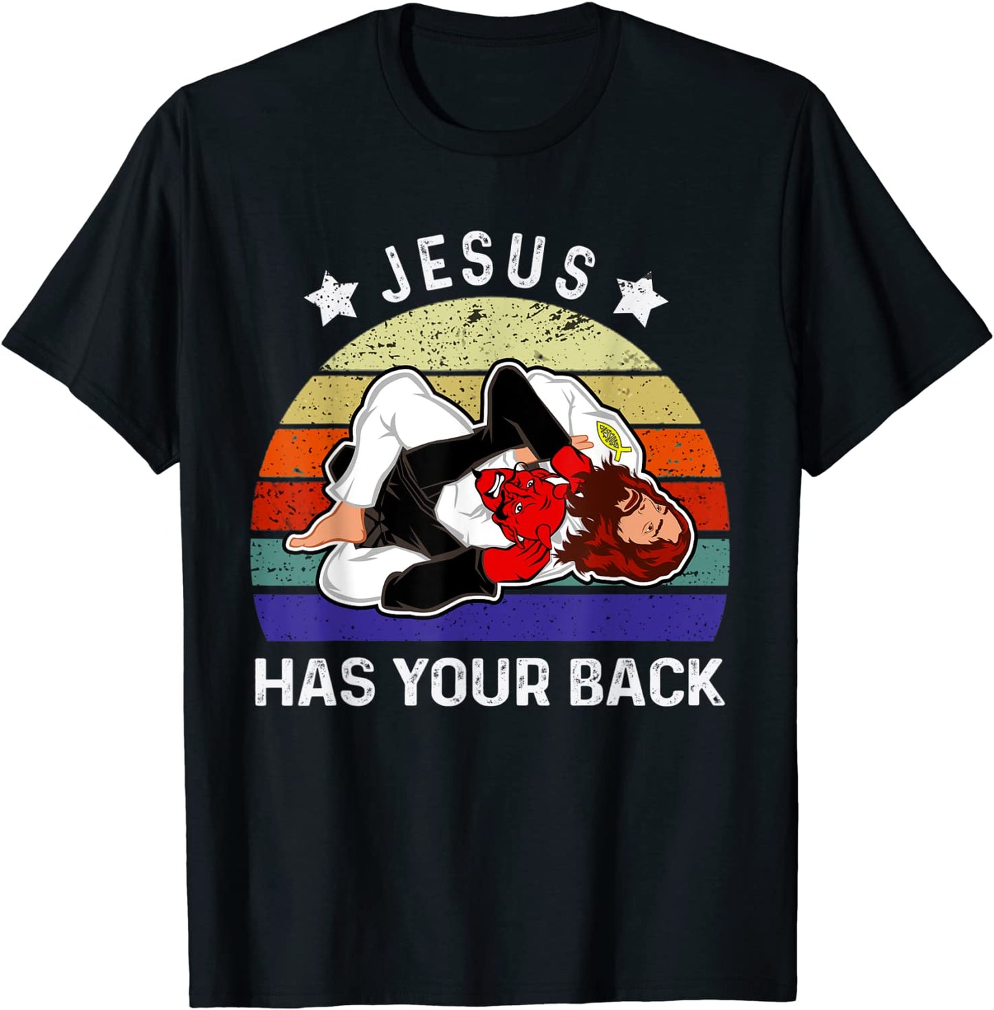 Brazilian Jiu Jitsu Shirt Jesus Shirt Jesus Has Your Back T-Shirt