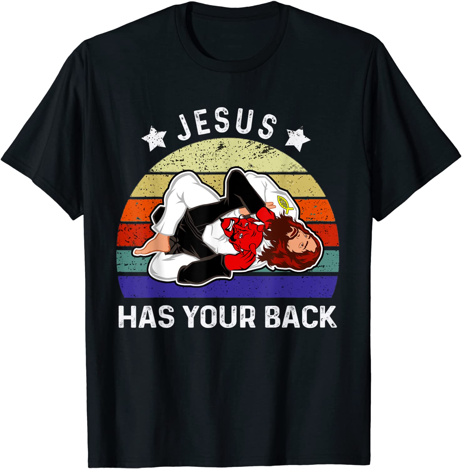 Brazilian Jiu Jitsu Shirt Jesus Shirt Jesus Has Your Back T-Shirt
