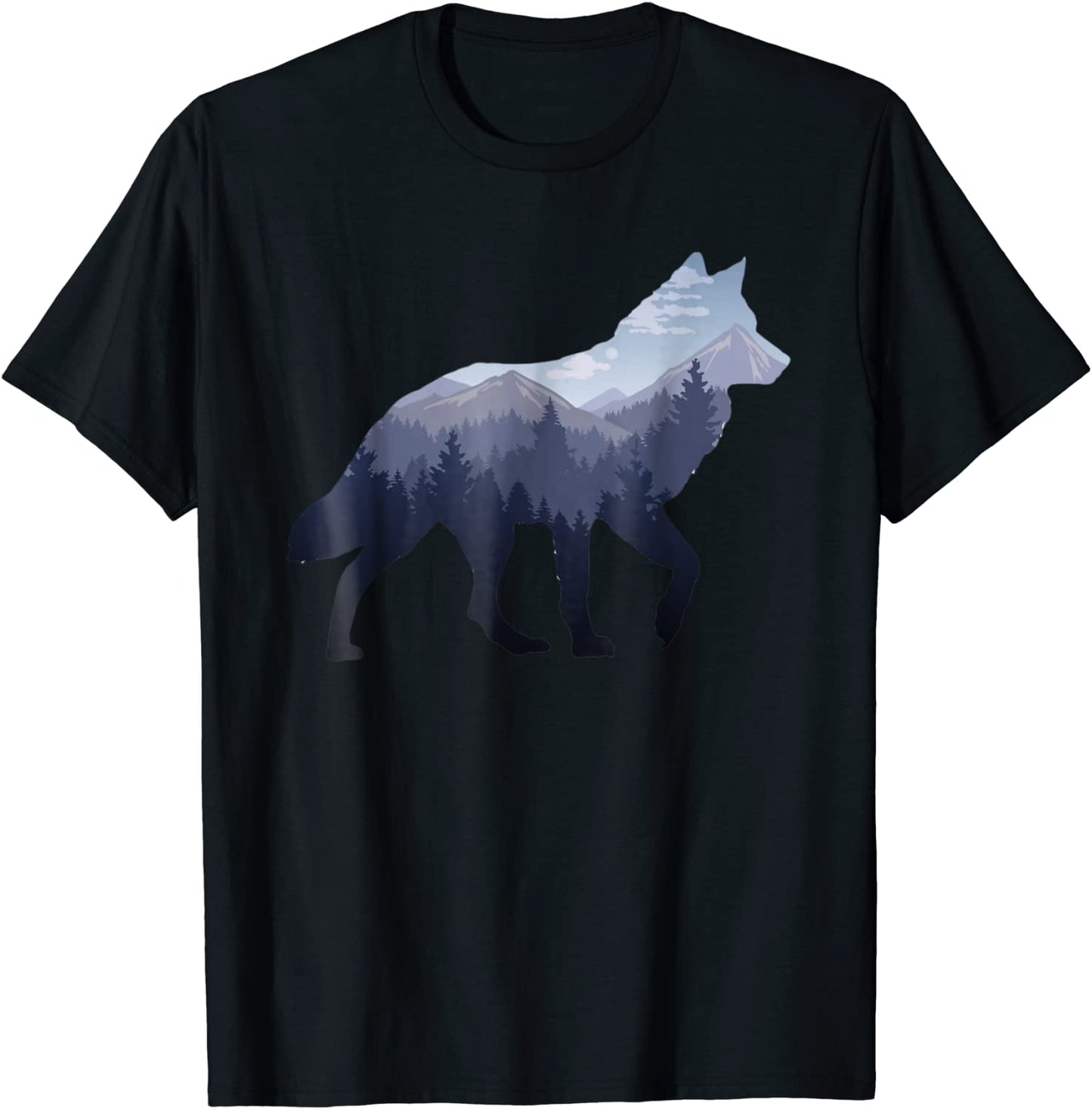 Lone Wolf Survives The Mountain Silhouette Art T-Shirt