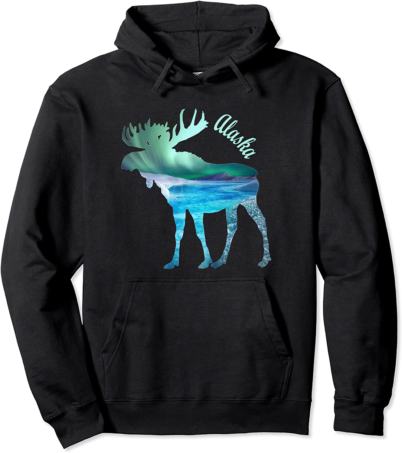 Alaska Moose Gift Souvenir Keepsake Alaskan Northern Lights Pullover Hoodie