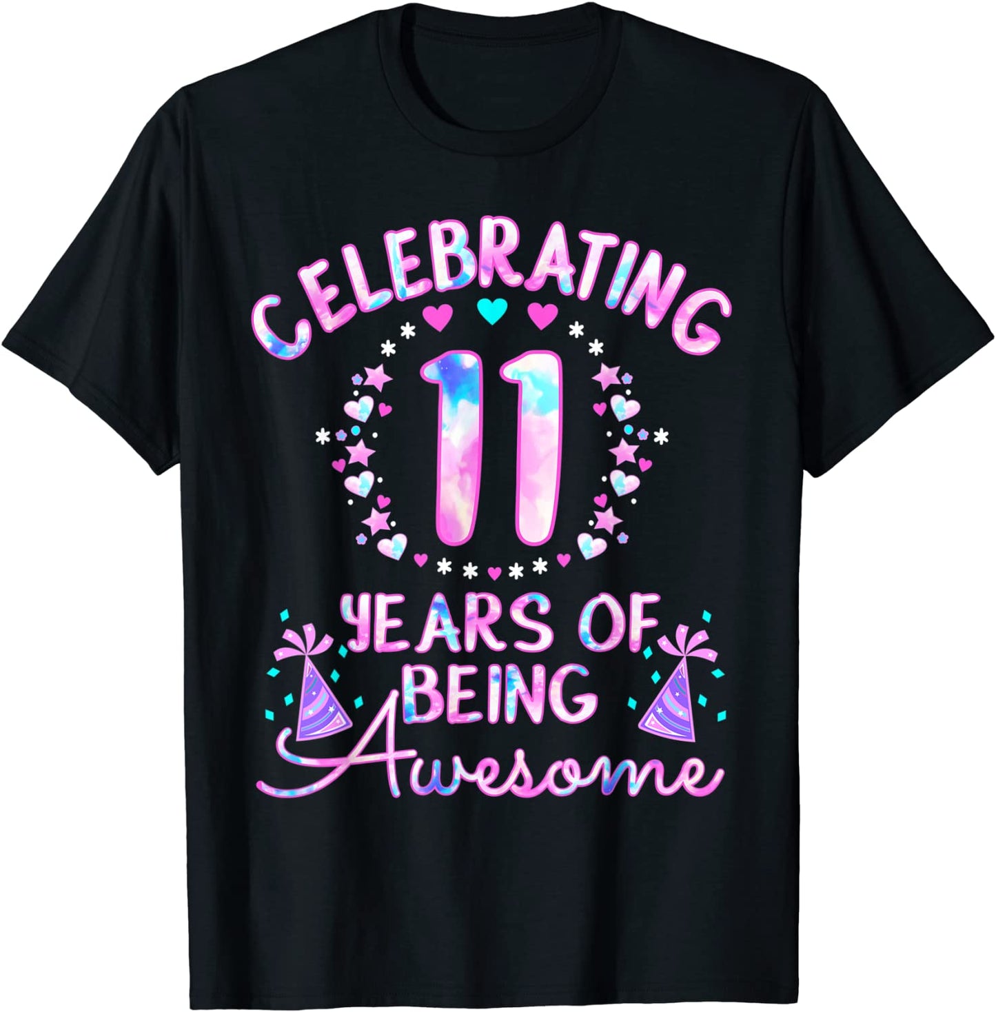 11 Years of Being Awesome 11 Year Old Birthday Gift Tie Dye T-Shirt