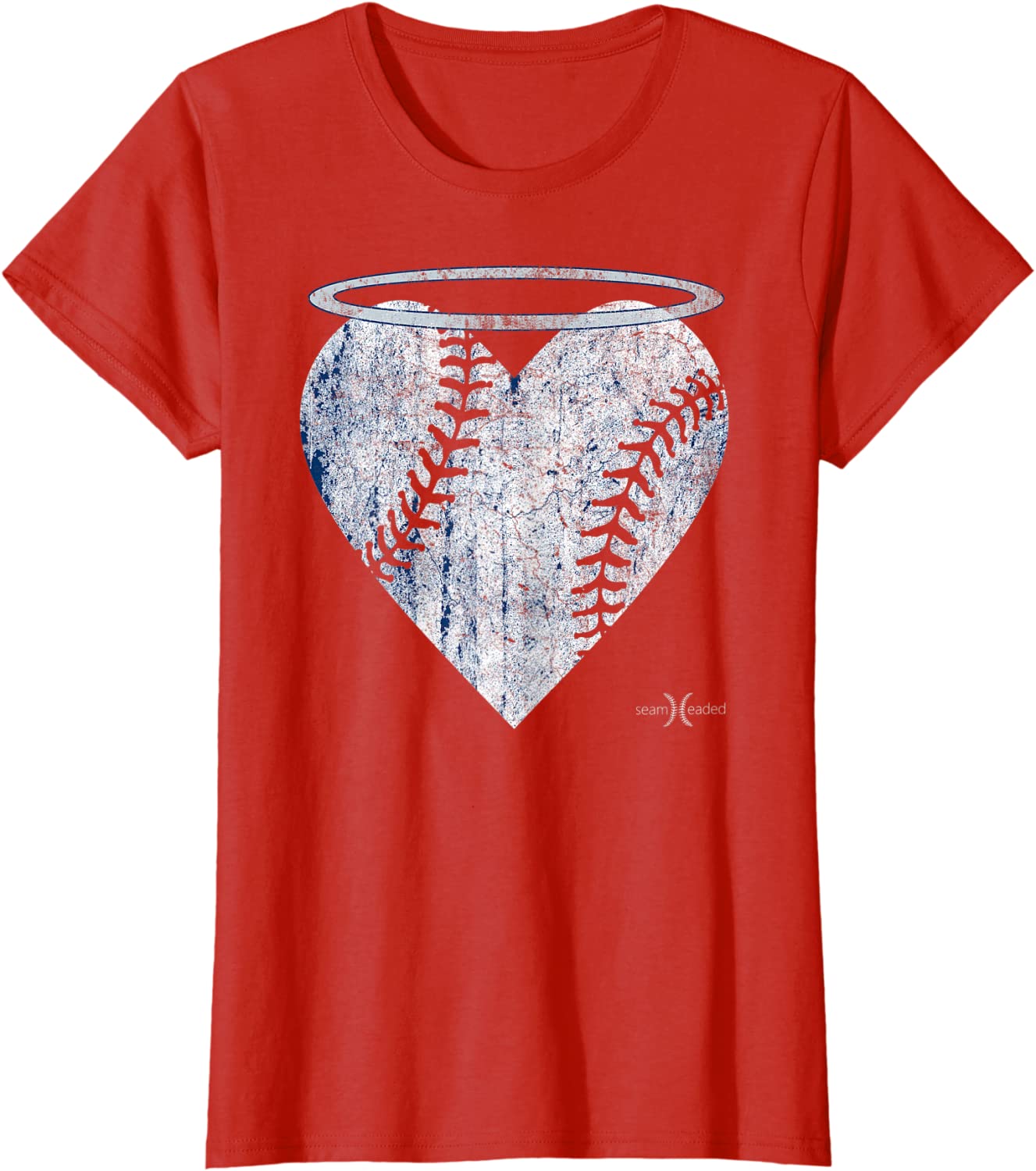 Vintage Angel Baseball Heart with Halo Tee Shirt