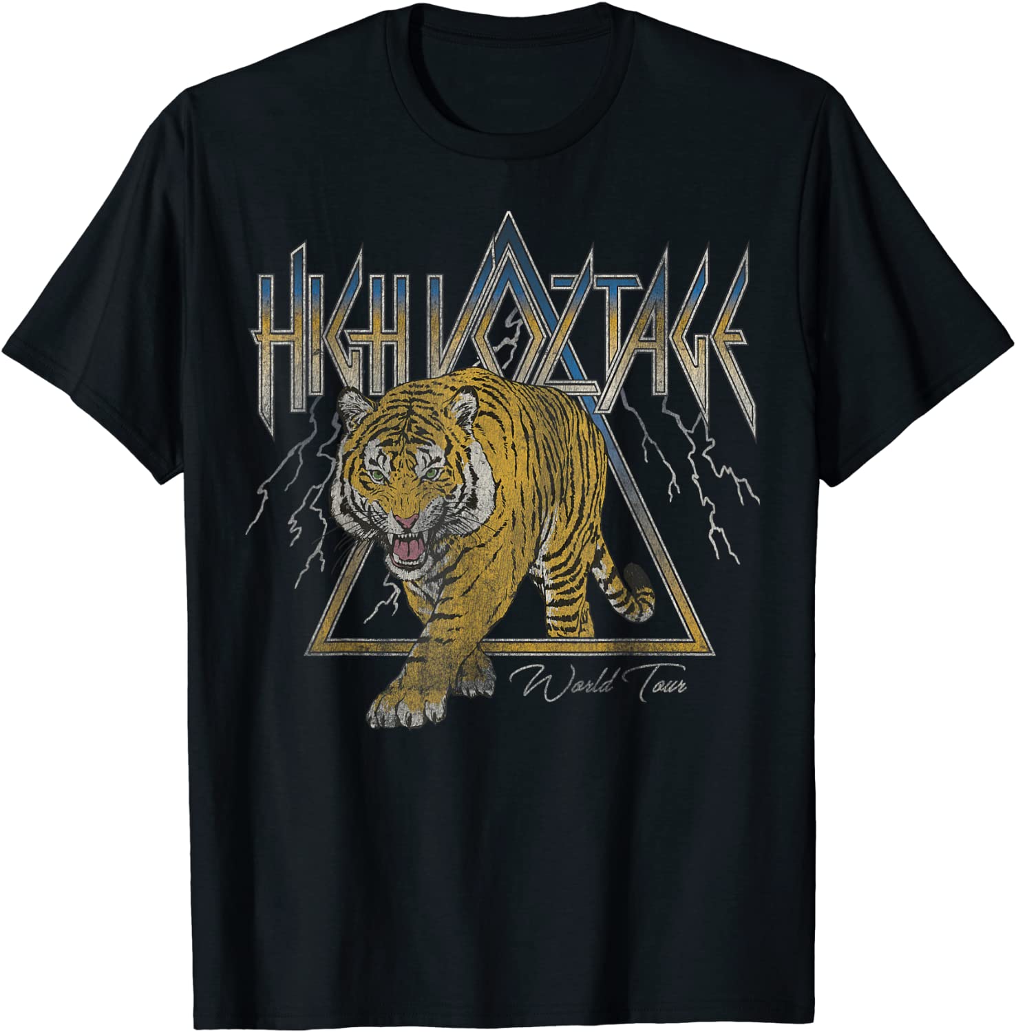 High Voltage Tiger Vintage Retro Rock Music Band Concert T-Shirt