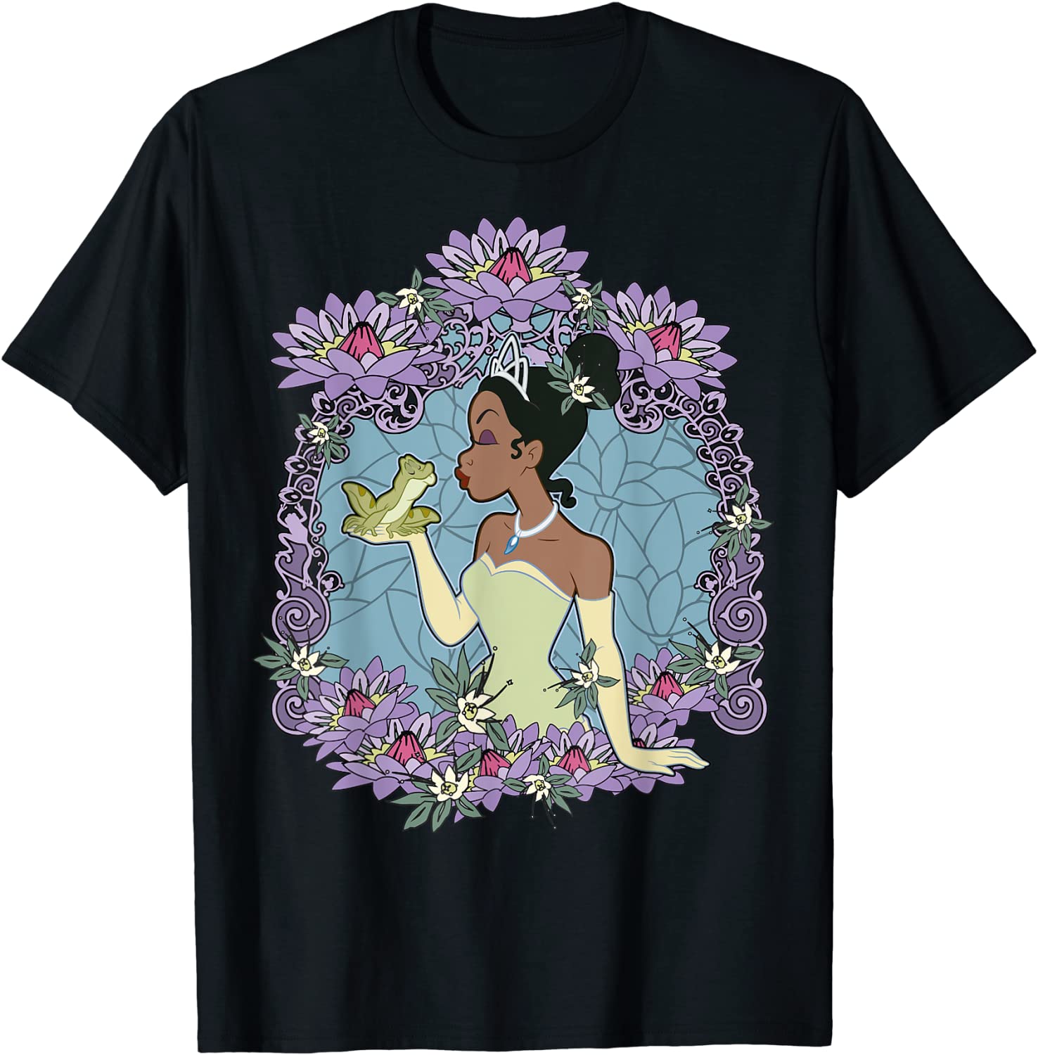 Disney Princess And The Frog Tiana Floral Frame Portrait T-Shirt