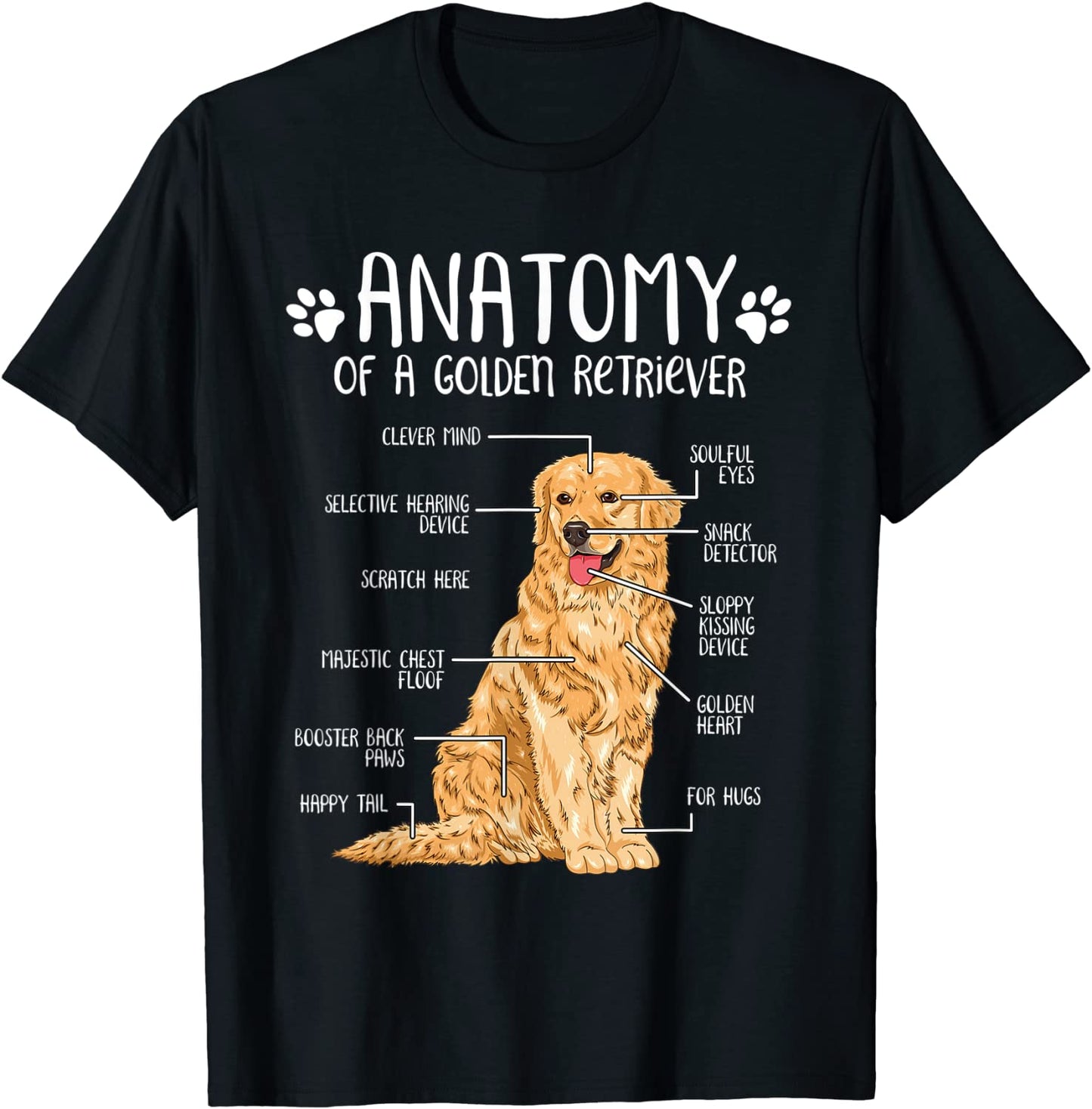 Funny Anatomy Golden Retriever Dog Lover T-Shirt