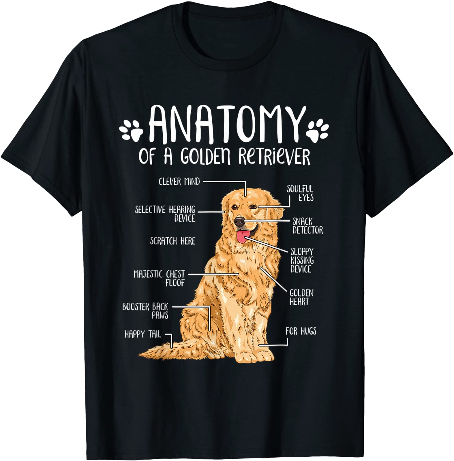Funny Anatomy Golden Retriever Dog Lover T-Shirt