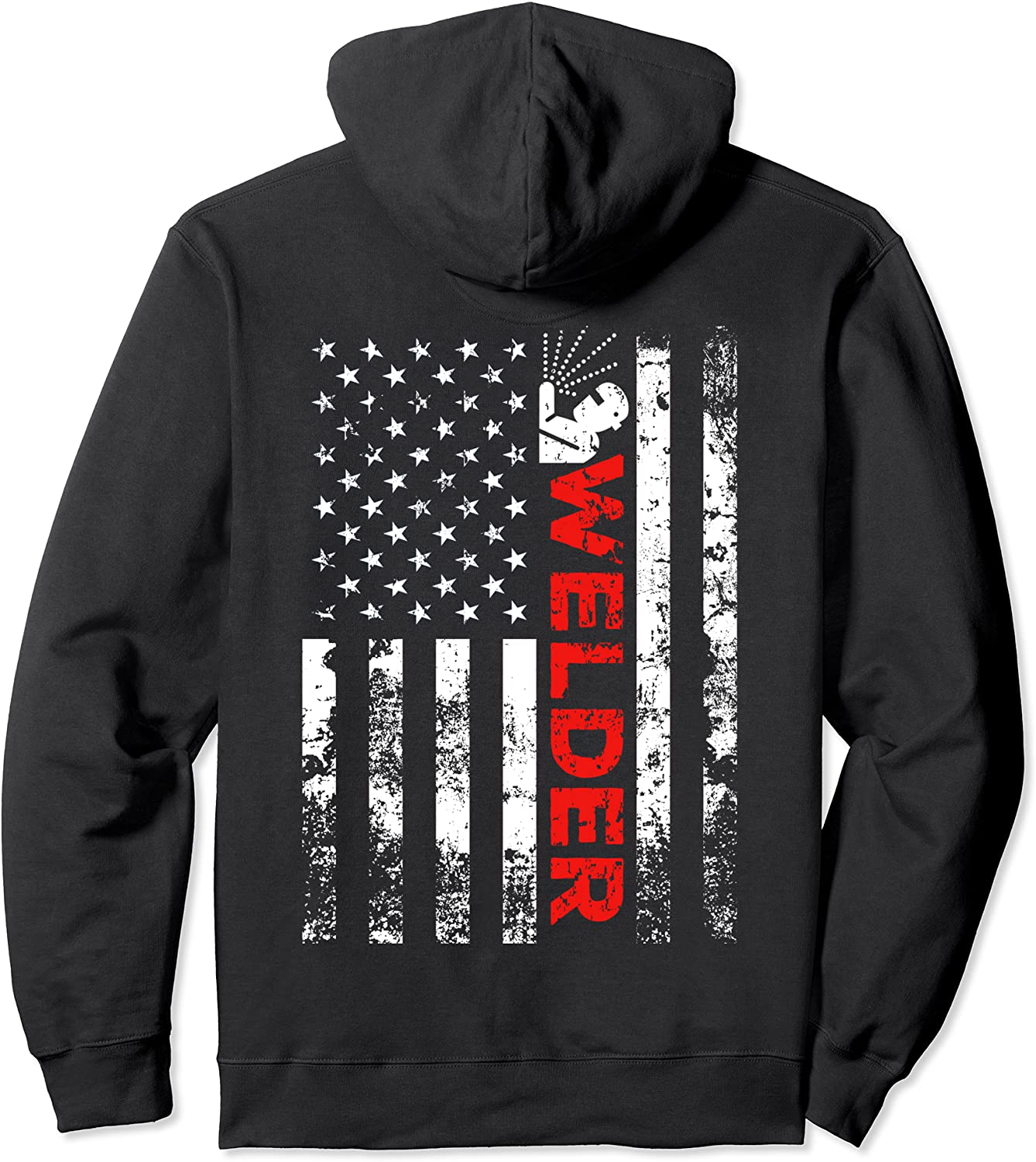 Welder Vintage USA American Flag Welding Pullover Hoodie