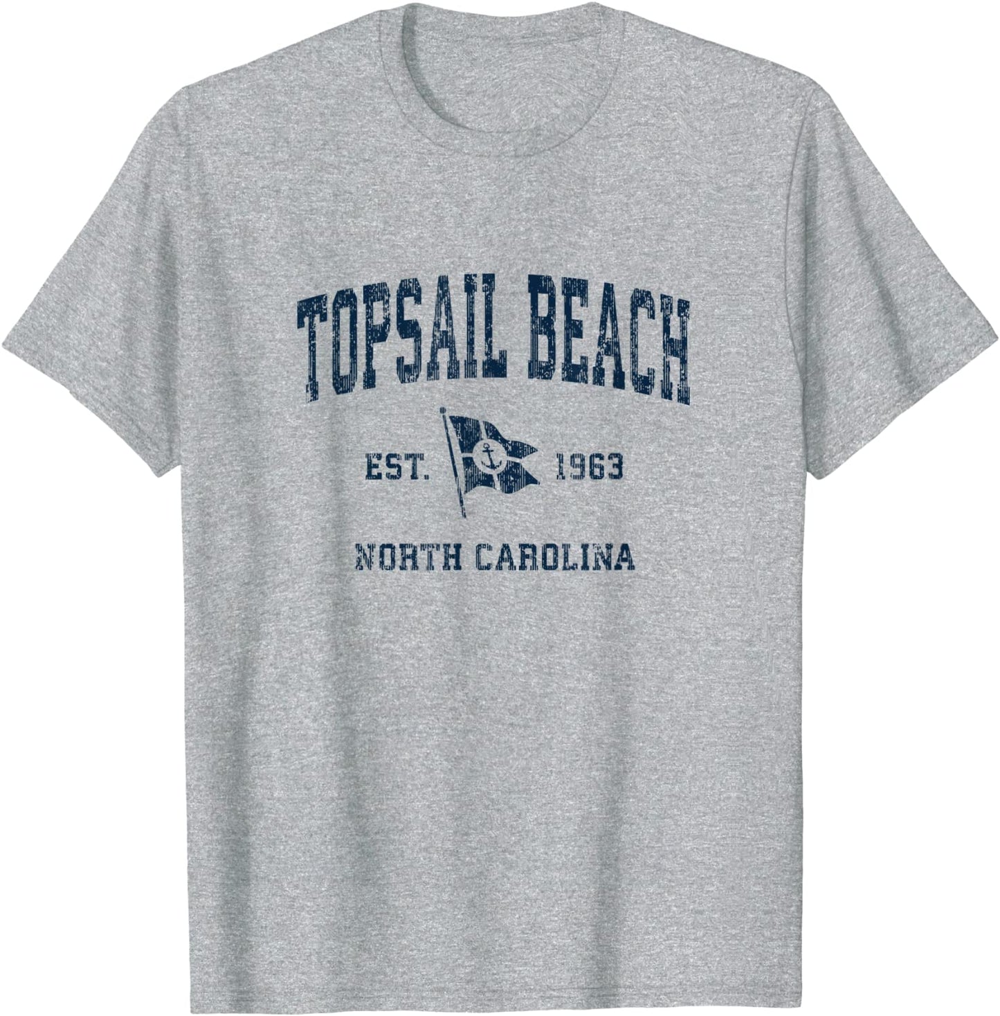 Topsail Beach NC Vintage Sports Navy Boat Anchor Flag T-Shirt