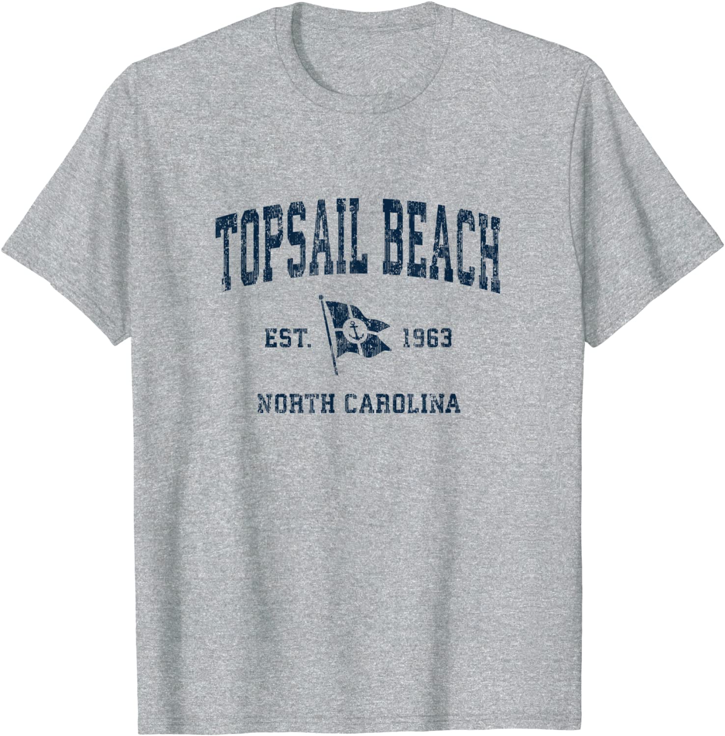 Topsail Beach NC Vintage Sports Navy Boat Anchor Flag T-Shirt